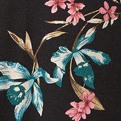 Favorite Tunic Super Soft V-Neck Tee, ORCHID GARDENS FLORAL DEEP BLACK, swatch