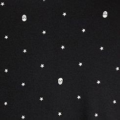 Favorite Tunic Super Soft V-Neck Side Slit Tee, STARS AND SKULLS DEEP BLACK, swatch