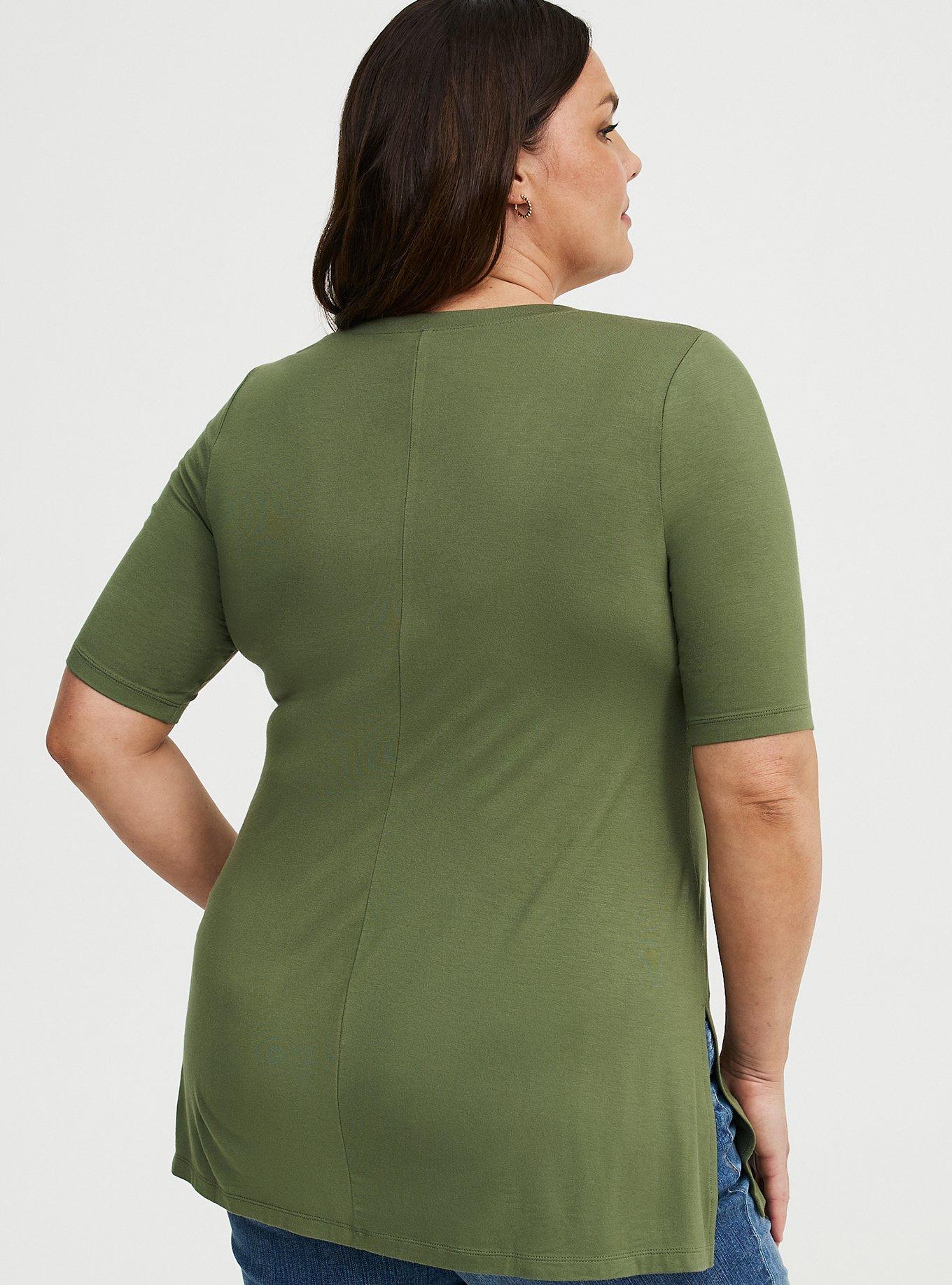 Favorite Tunic Super Soft V-Neck Tee, FOUR LEAF CLOVER, alternate