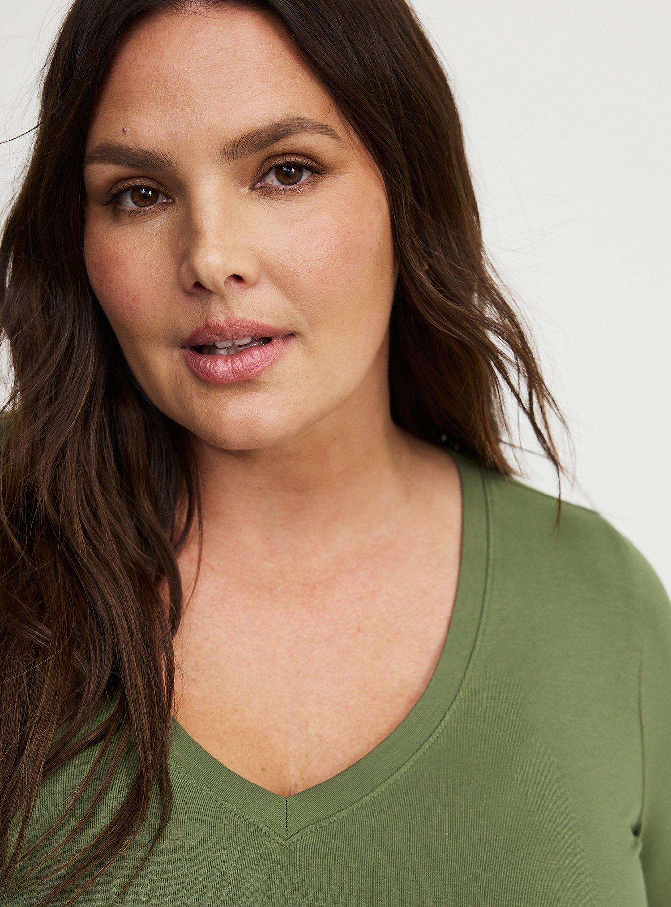 Favorite Tunic Super Soft V-Neck Tee, FOUR LEAF CLOVER, alternate