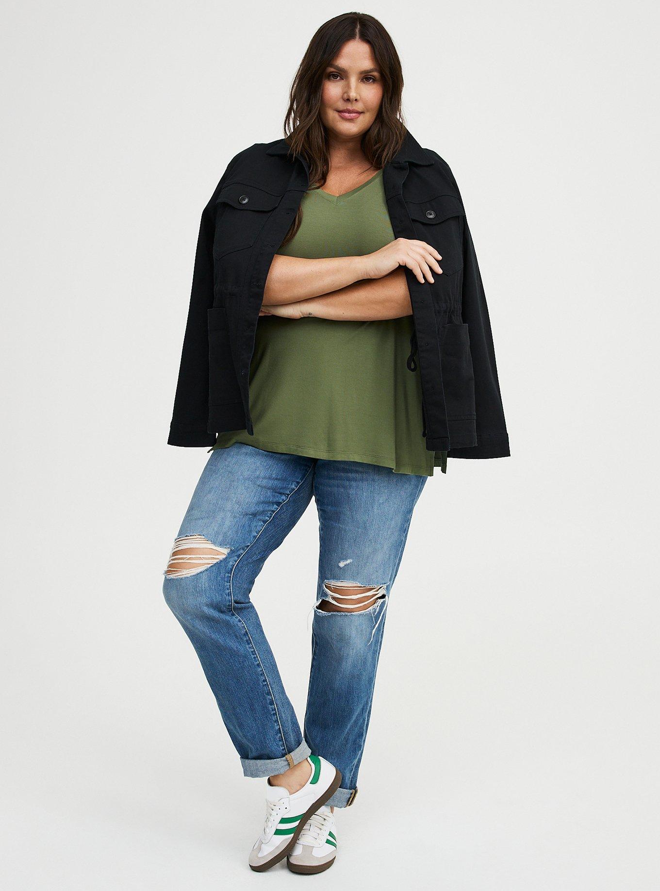 Favorite Tunic Super Soft V-Neck Tee, FOUR LEAF CLOVER, alternate