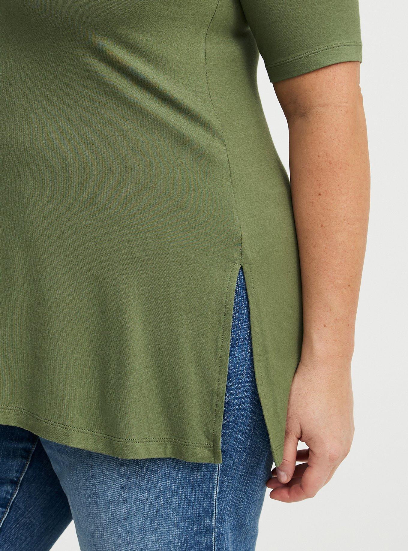 Favorite Tunic Super Soft V-Neck Tee, FOUR LEAF CLOVER, alternate