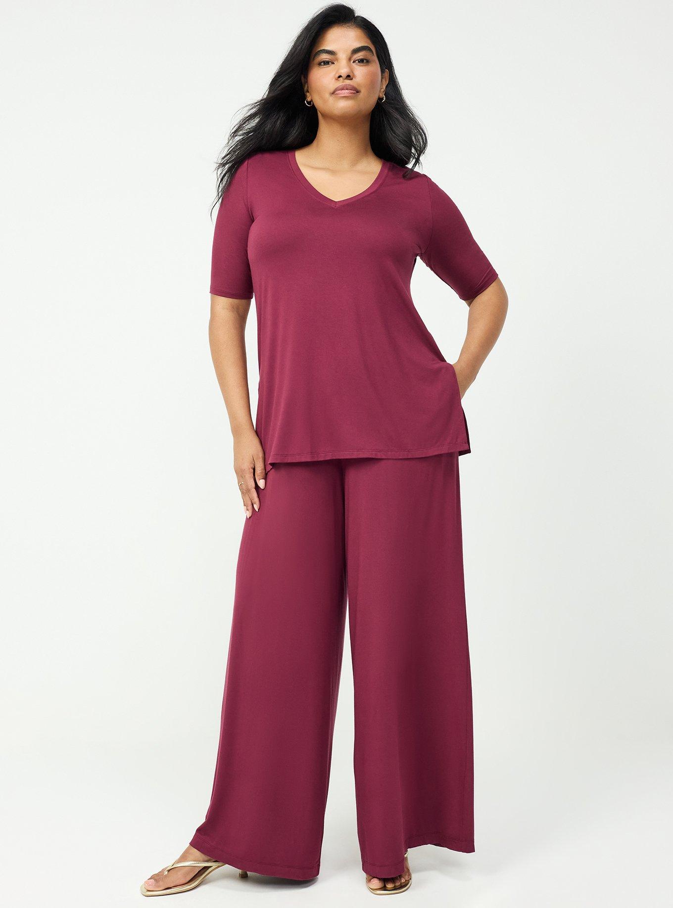 Favorite Tunic Super Soft V-Neck Side Slit Tee, MAROON BANNER, alternate