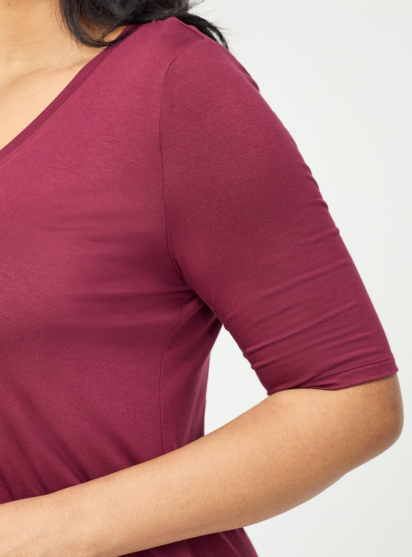 Favorite Tunic Super Soft V-Neck Side Slit Tee, MAROON BANNER, alternate