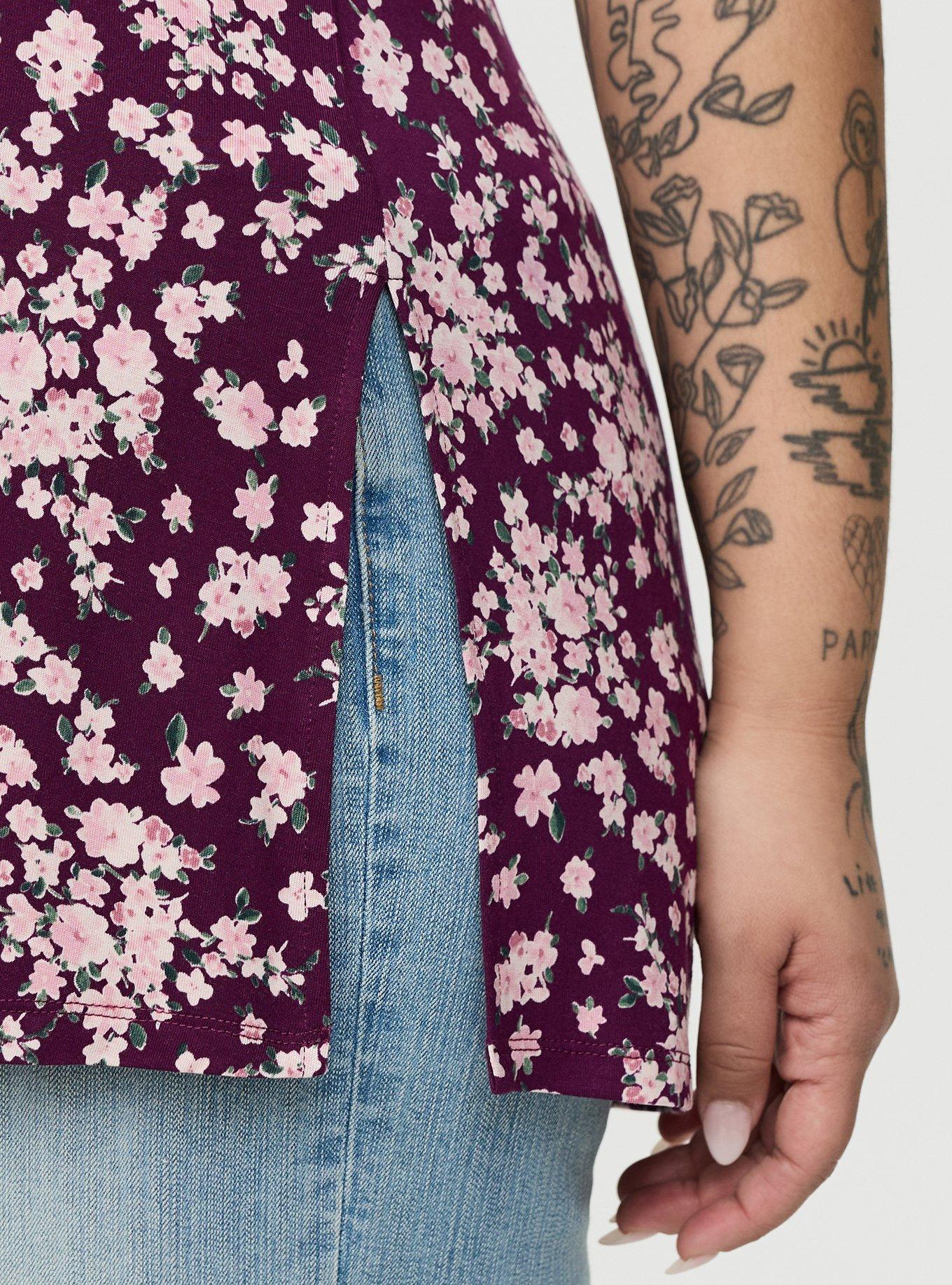 Favorite Tunic Super Soft V-Neck Tee, NORMANDY FLORAL PURPLE, alternate