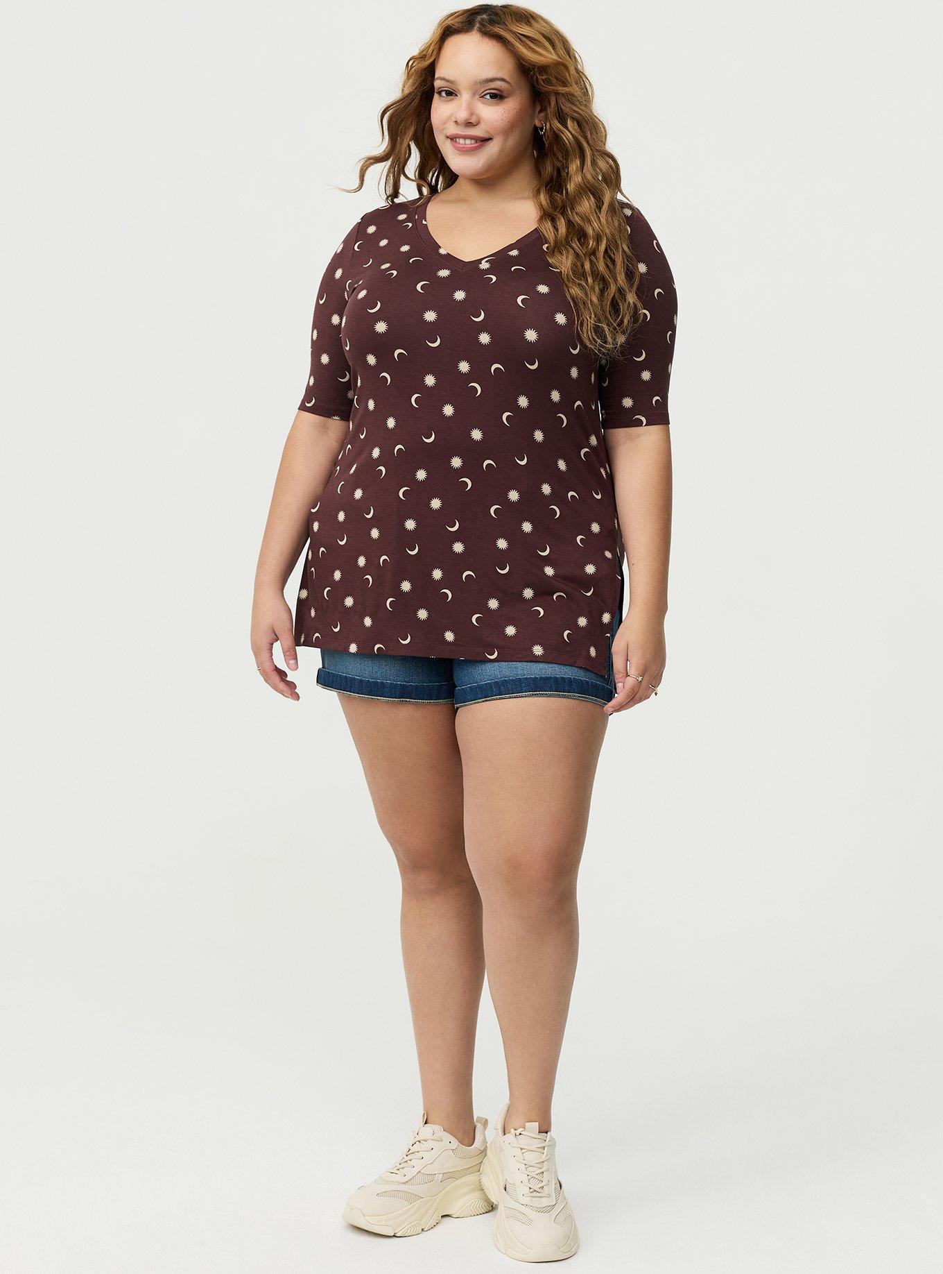 Favorite Tunic Super Soft V-Neck Tee, PICKED STARS BROWN, alternate