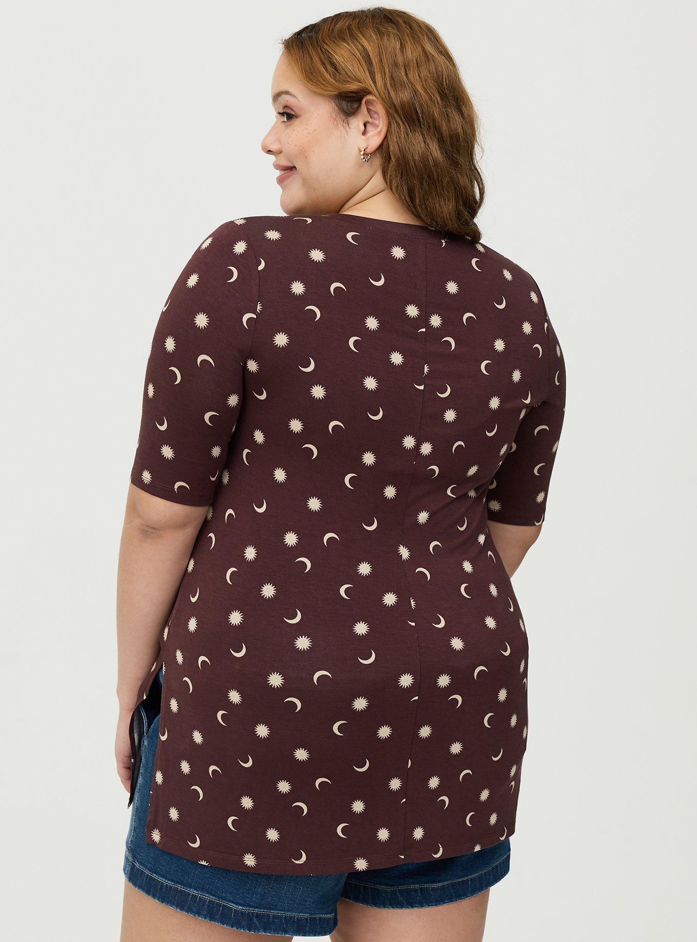 Favorite Tunic Super Soft V-Neck Tee, PICKED STARS BROWN, alternate