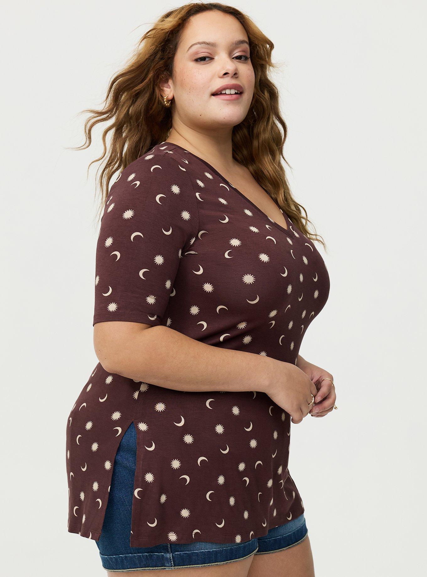 Favorite Tunic Super Soft V-Neck Tee, PICKED STARS BROWN, alternate