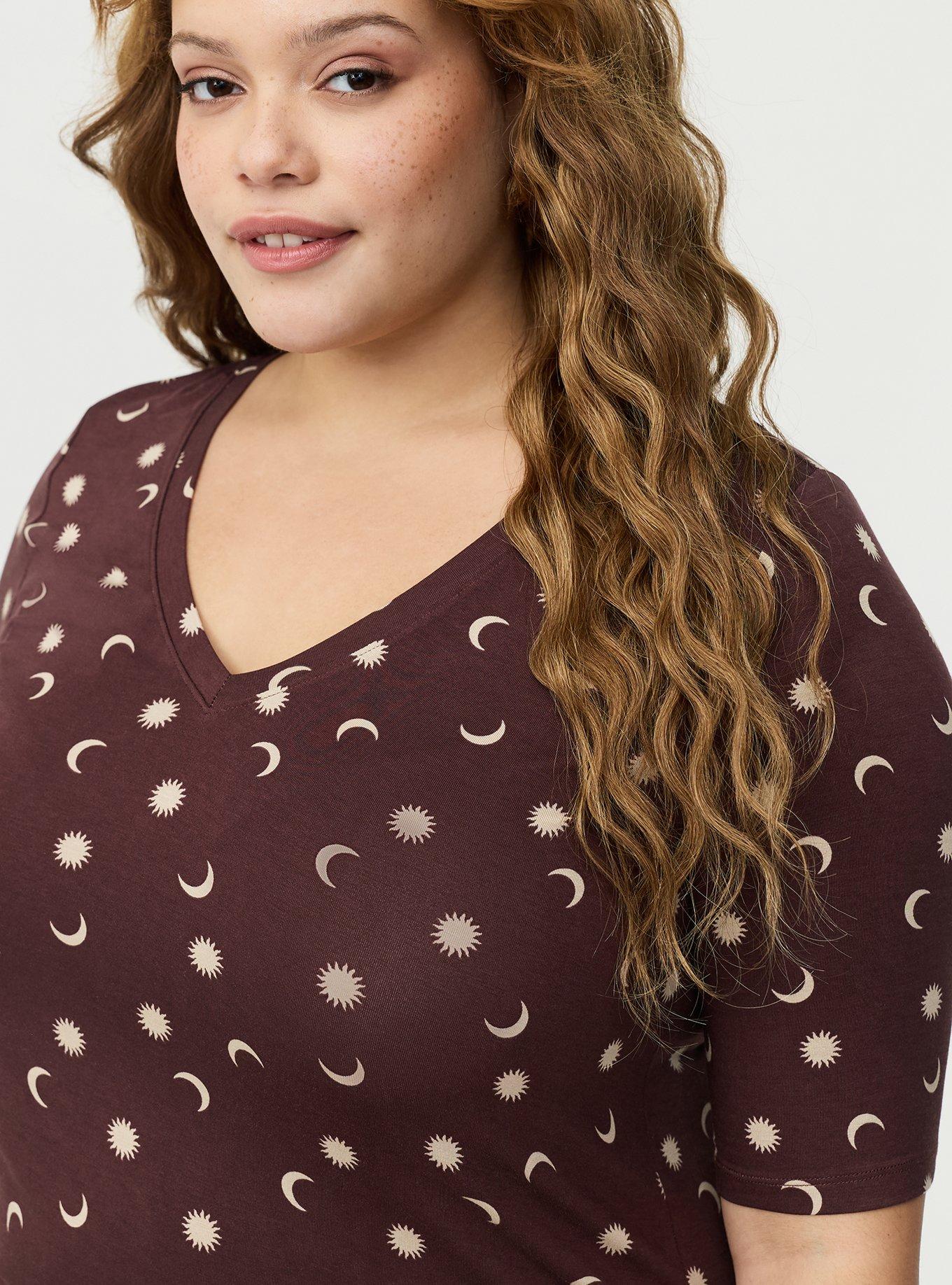 Favorite Tunic Super Soft V-Neck Tee, PICKED STARS BROWN, alternate