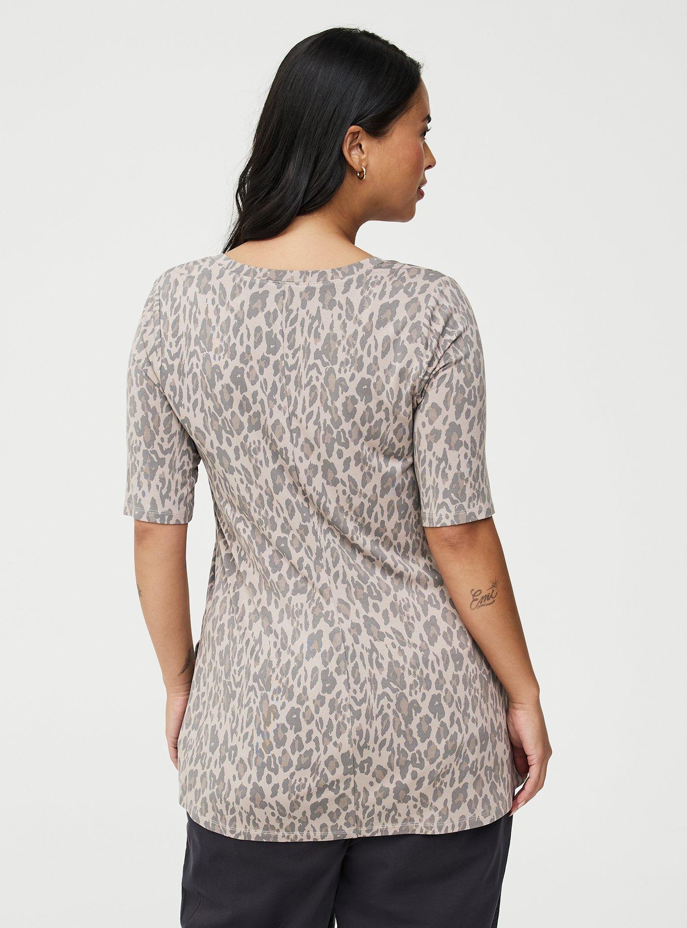 Favorite Tunic Super Soft V-Neck Tee, SWEEPING LEOPARD TONAL, alternate