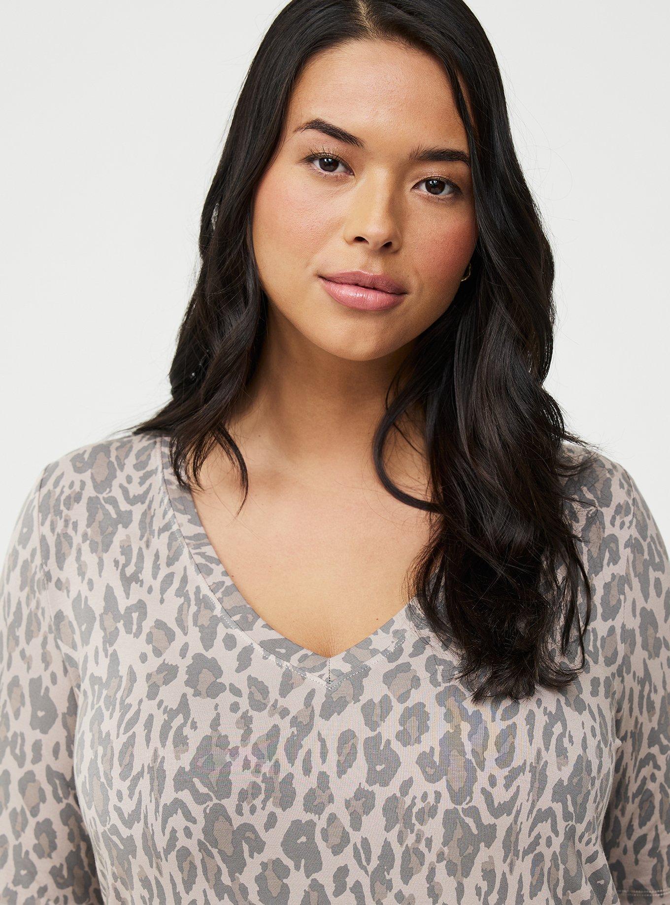 Favorite Tunic Super Soft V-Neck Tee, SWEEPING LEOPARD TONAL, alternate