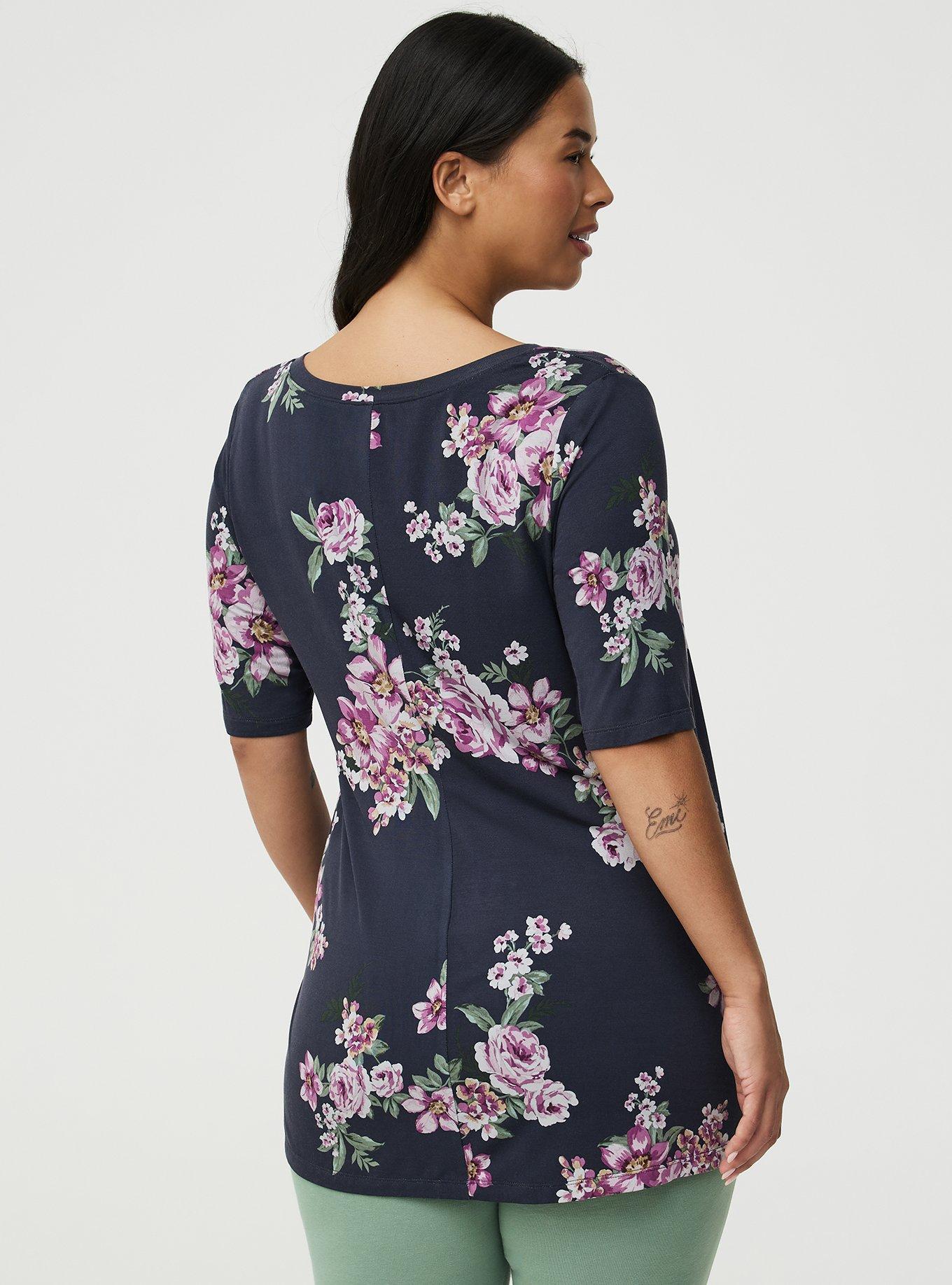 Favorite Tunic Super Soft V-Neck Tee, BRENNA FLORAL MULTI, alternate