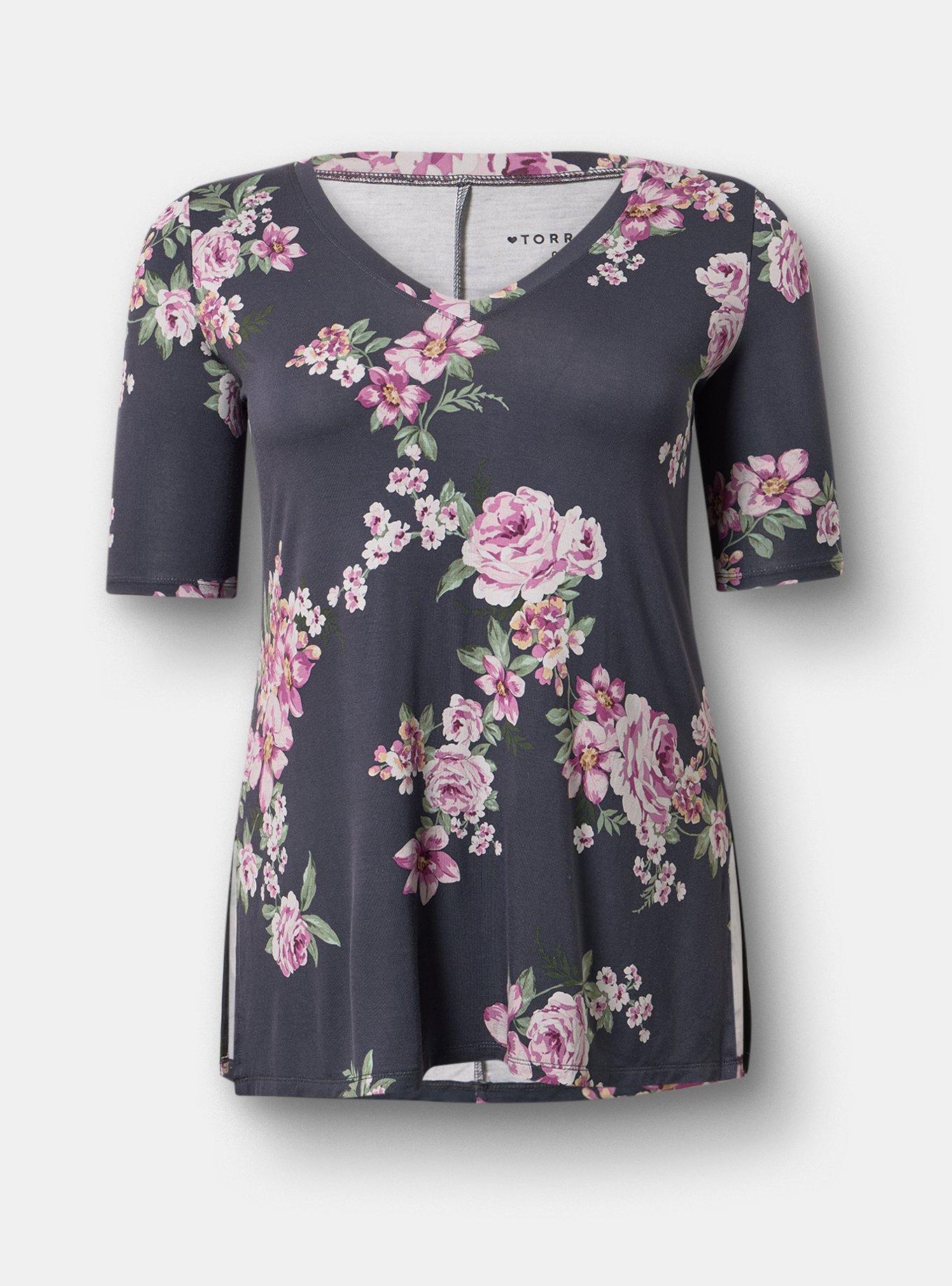 Favorite Tunic Super Soft V-Neck Tee, BRENNA FLORAL MULTI, hi-res