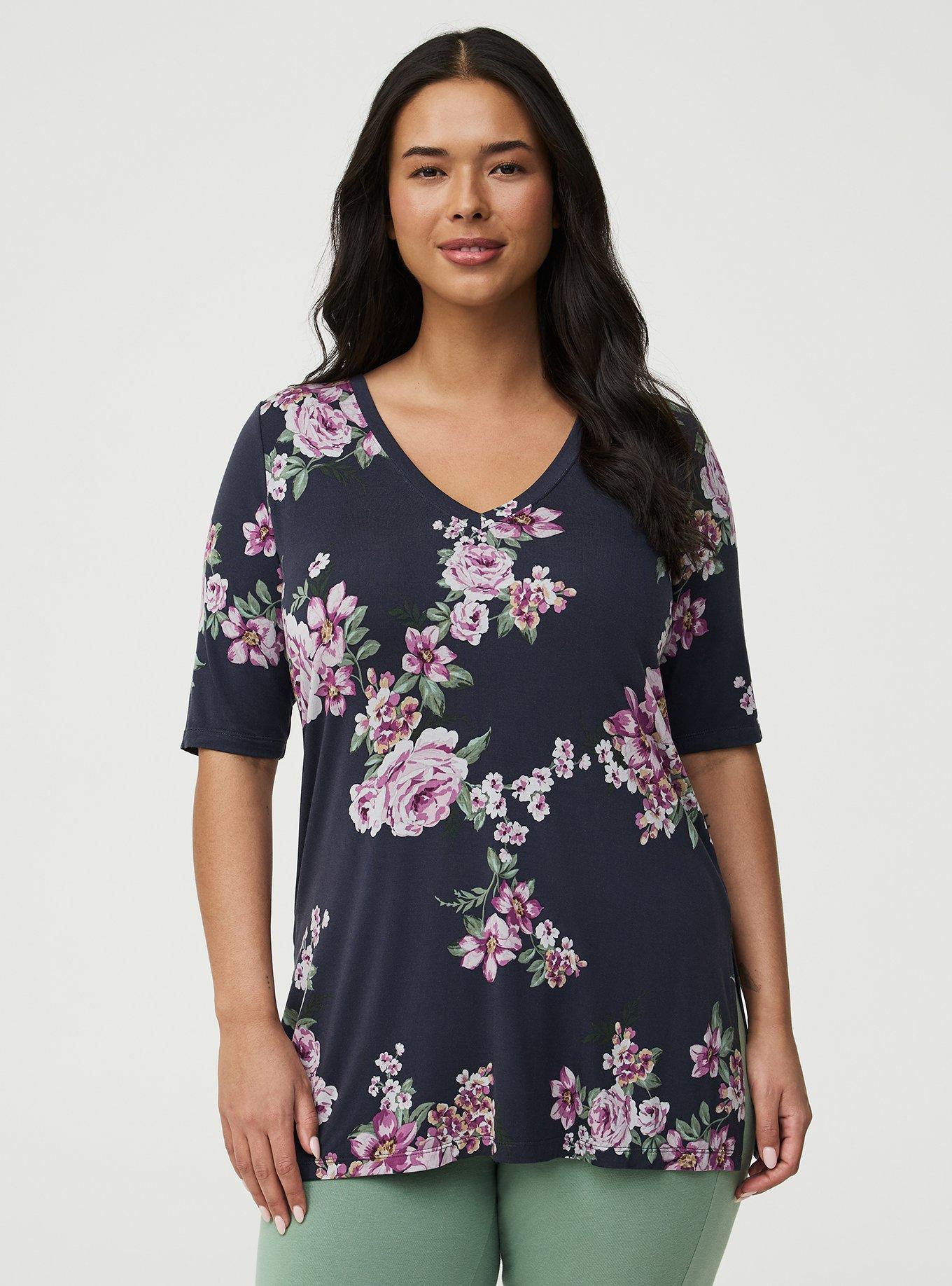 Favorite Tunic Super Soft V-Neck Tee, BRENNA FLORAL MULTI, hi-res