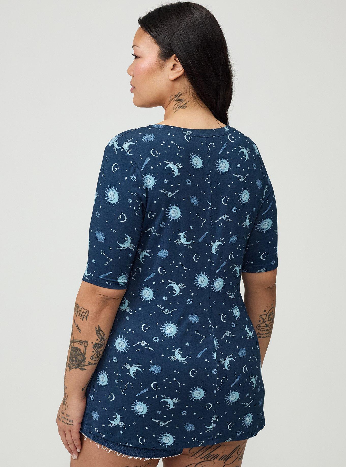 Favorite Tunic Super Soft V-Neck Side Slit Tee, LUNAR CELESTIAL NAVY, alternate