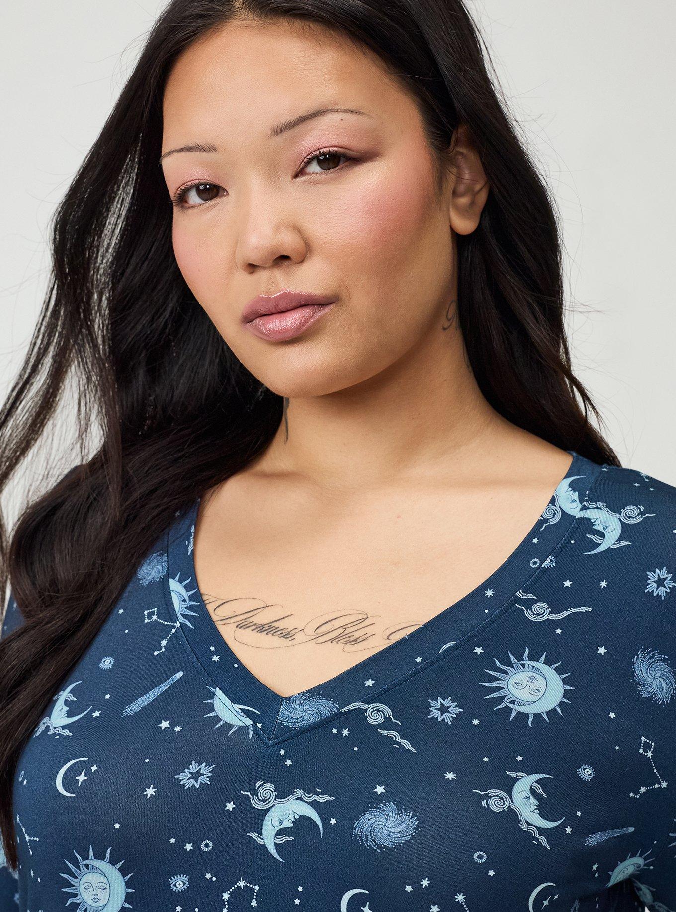 Favorite Tunic Super Soft V-Neck Side Slit Tee, LUNAR CELESTIAL NAVY, alternate