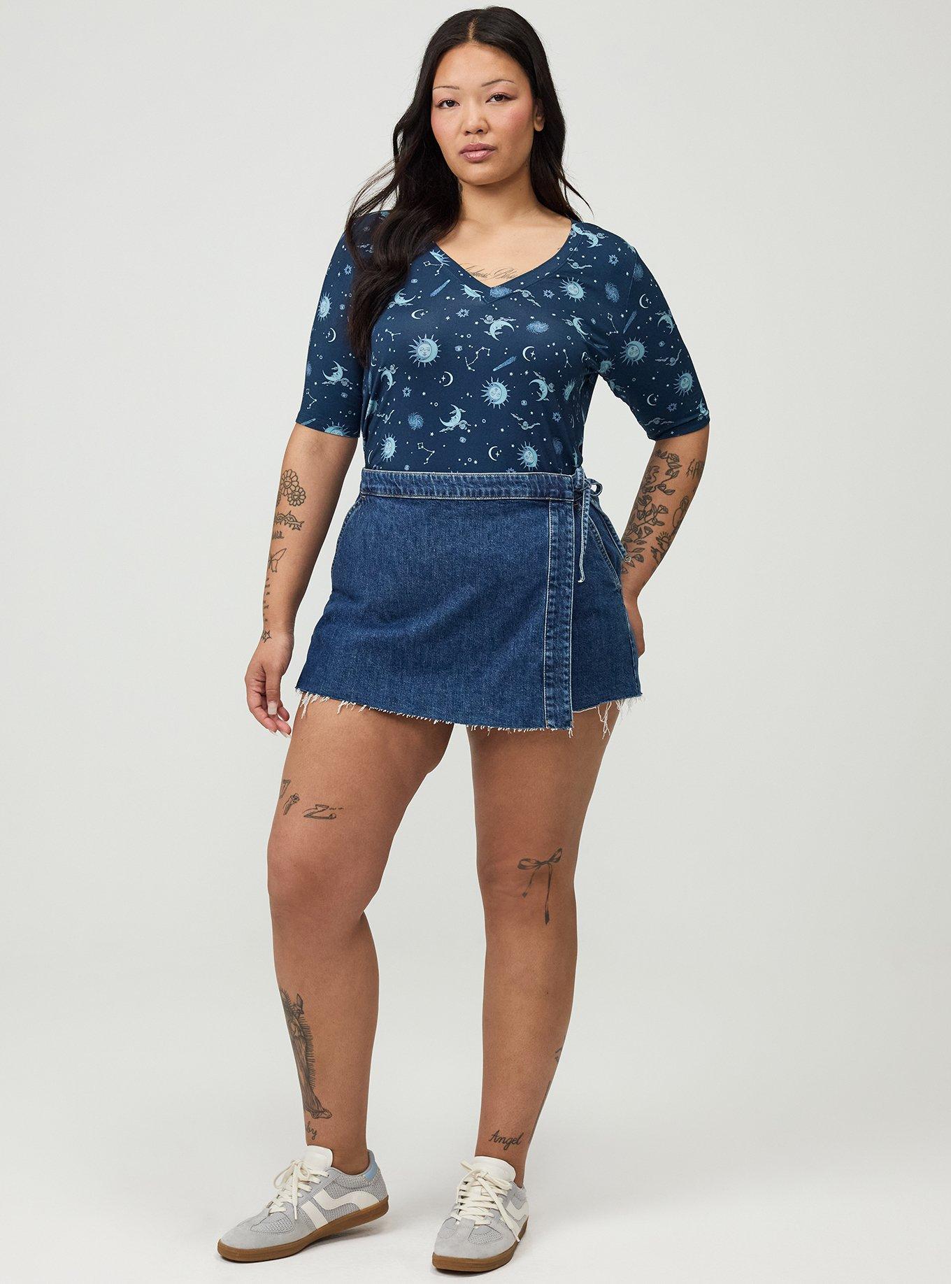 Favorite Tunic Super Soft V-Neck Side Slit Tee, LUNAR CELESTIAL NAVY, alternate