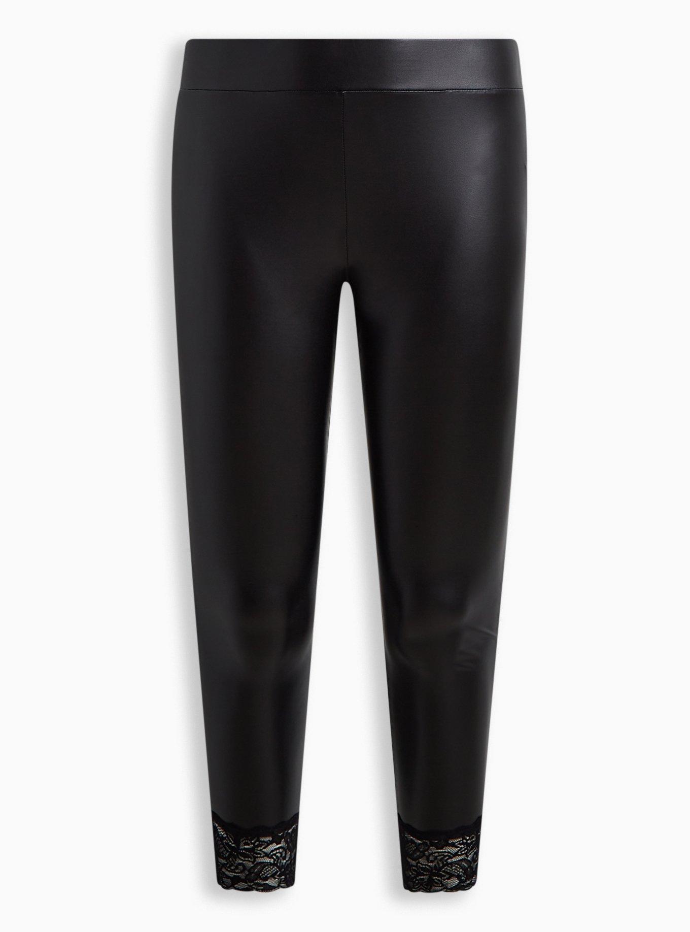 Faux Leather Leggings - Black/lacing - Ladies