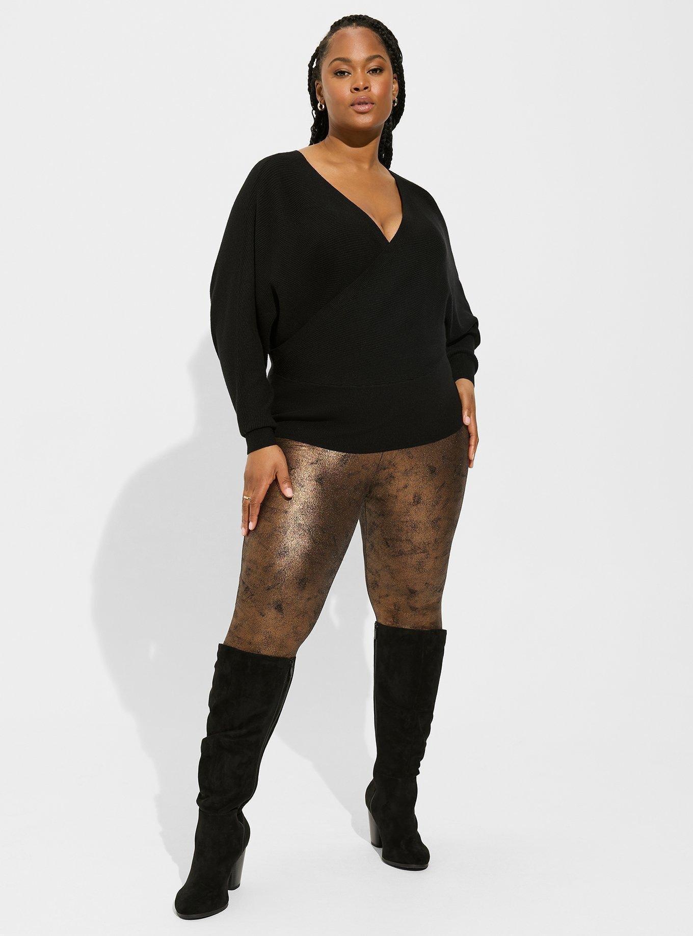 Plus Size - Platinum Legging – Faux Leather Fleece Lined Black - Torrid