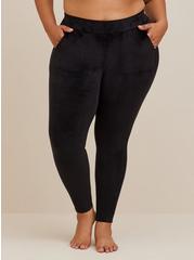Plus Size Full Length Signature Waist Velour Pocket Legging, BLACK, alternate