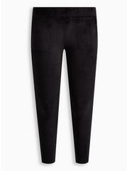 Plus Size Full Length Signature Waist Velour Pocket Legging, BLACK, hi-res