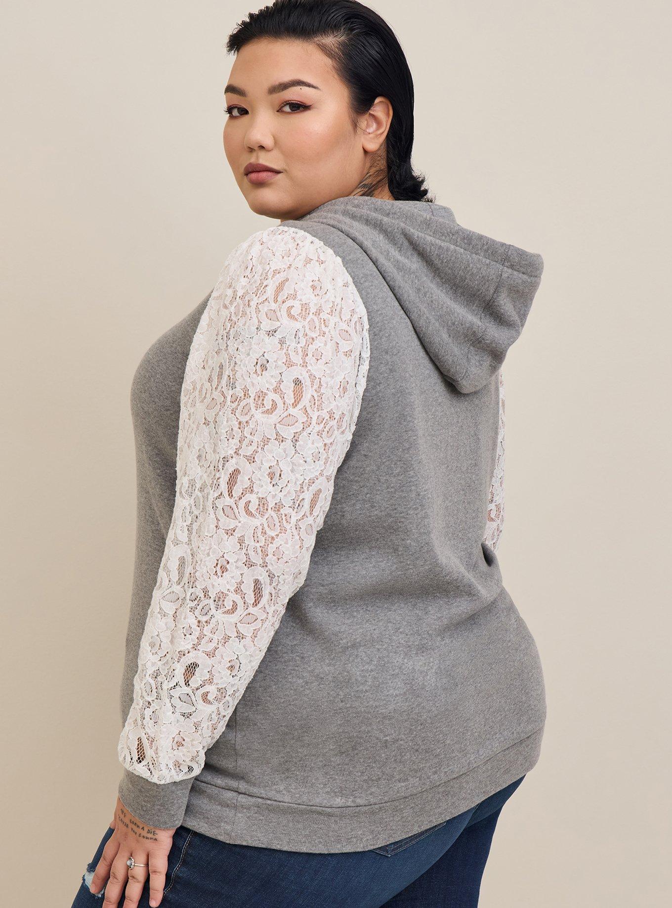 Hoodie with lace sleeves online