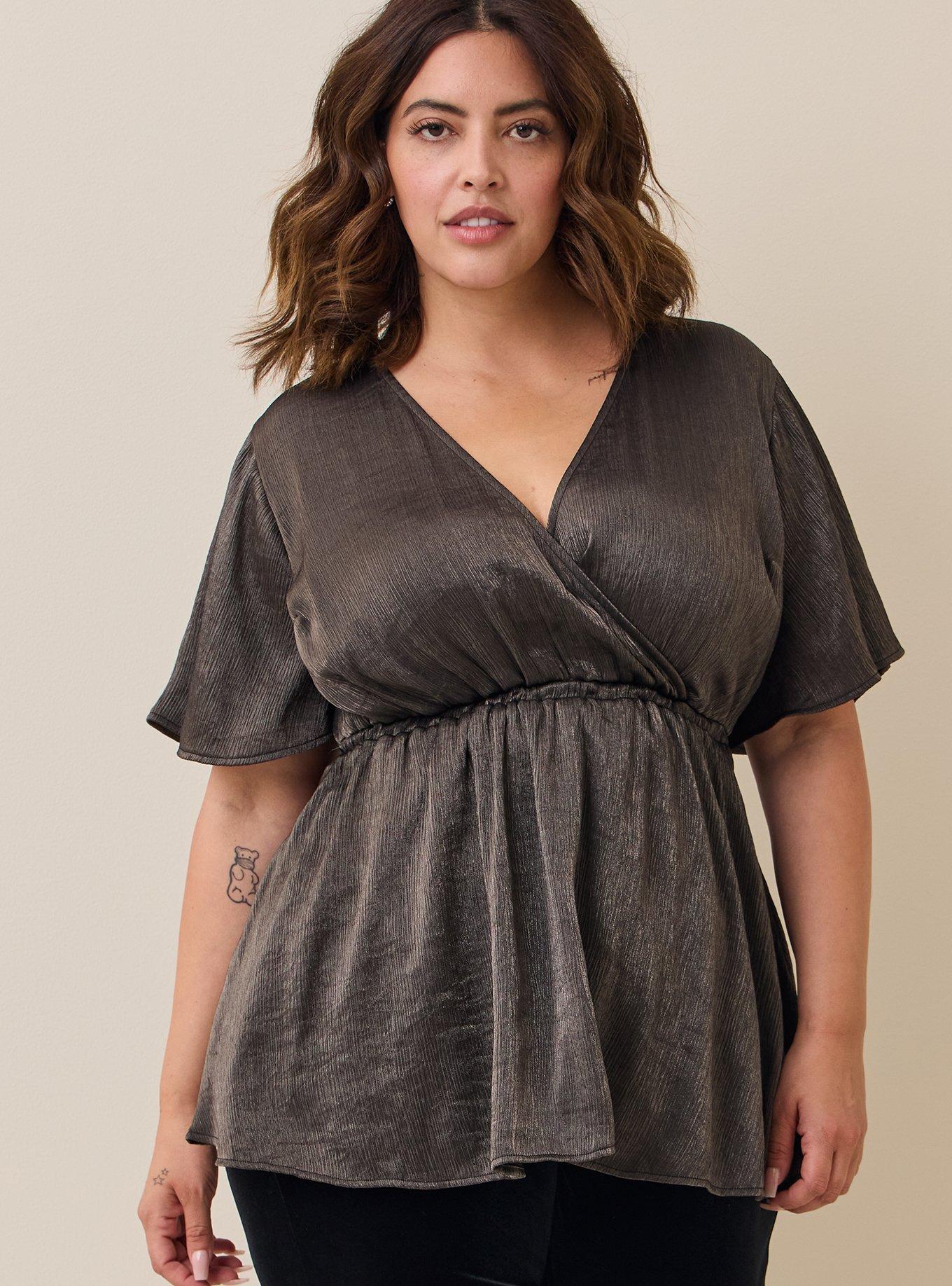 Mary Plus Taupe Babydoll Blouse