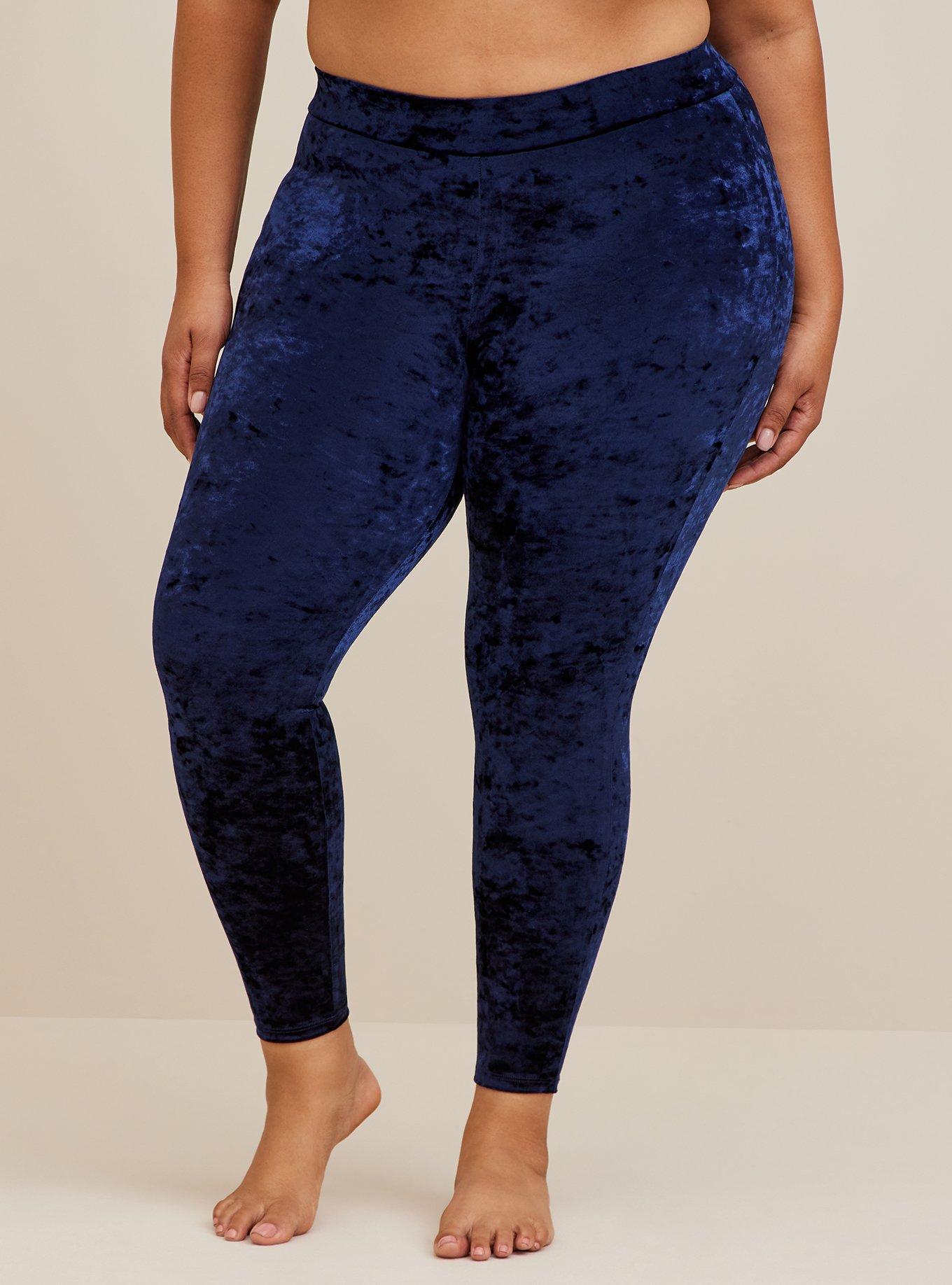 Navy blue velvet leggings hotsell
