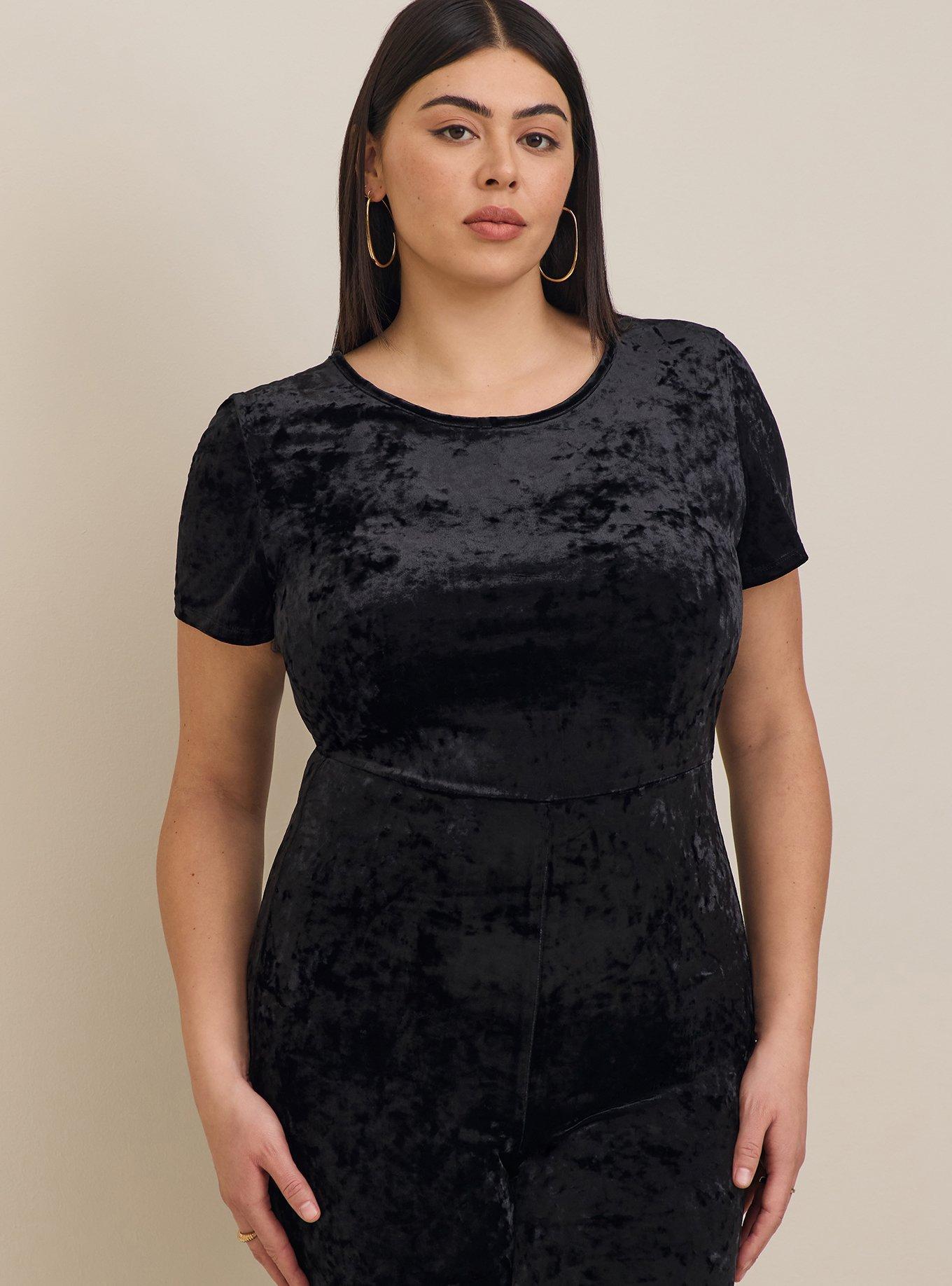 Plus Size - Full Length Crushed Velvet Short Sleeve Catsuit - Torrid