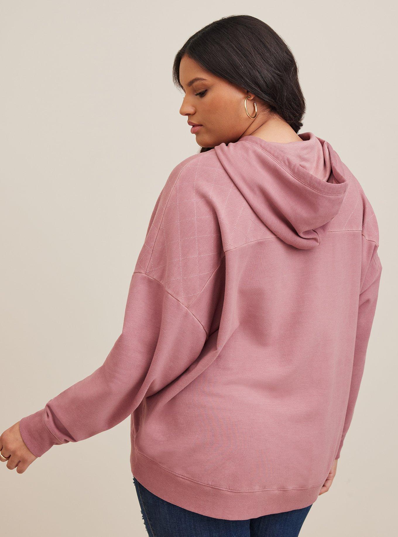 Plus Size - Relaxed Super Soft Fleece Quilted Yoke Drop Shoulder Hoodie -  Torrid