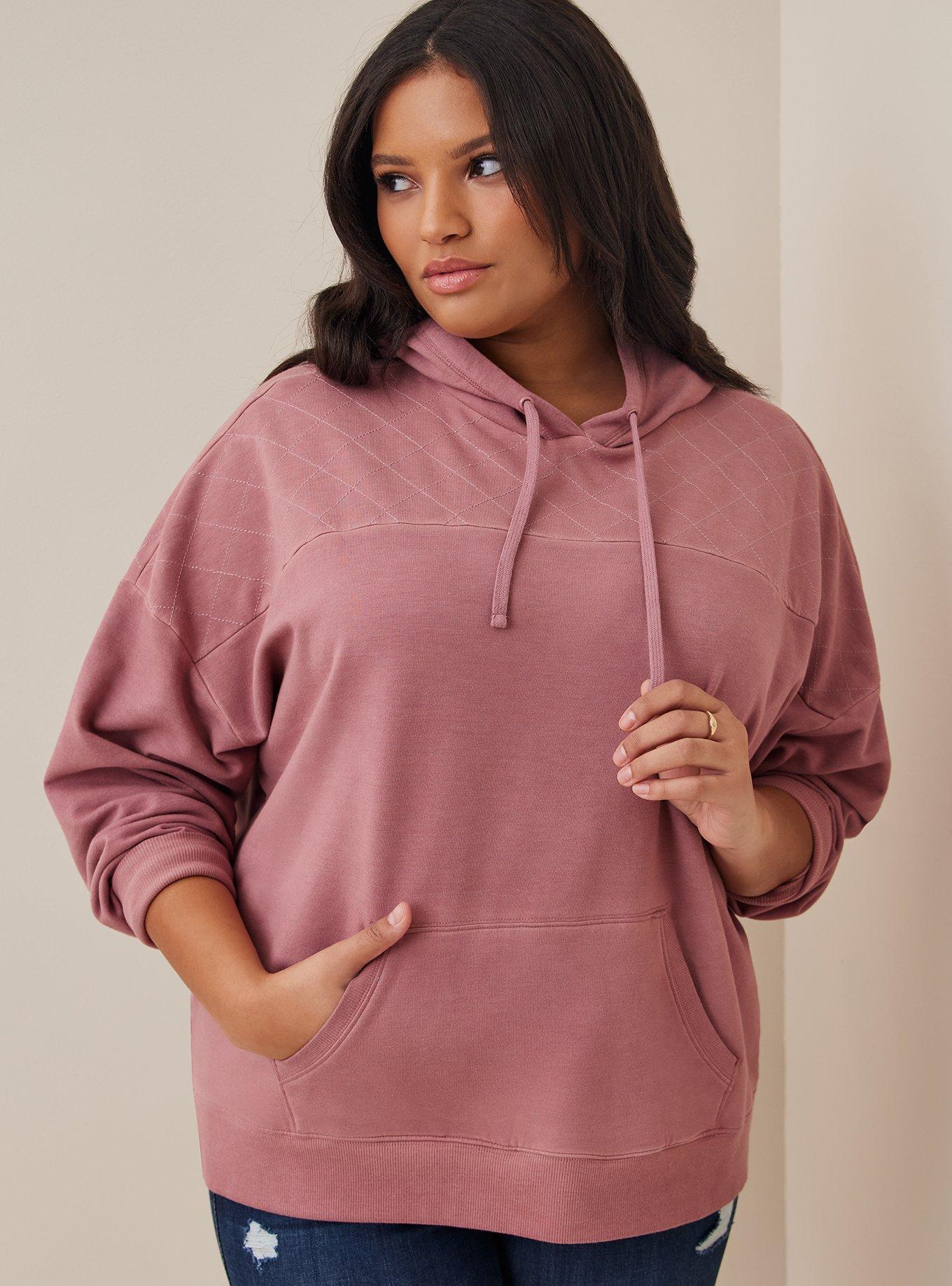 Plus Size - Relaxed Super Soft Fleece Quilted Yoke Drop Shoulder