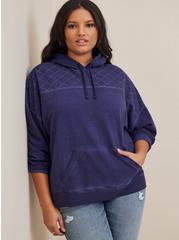 Plus Size - Relaxed Super Soft Fleece Quilted Yoke Drop Shoulder 