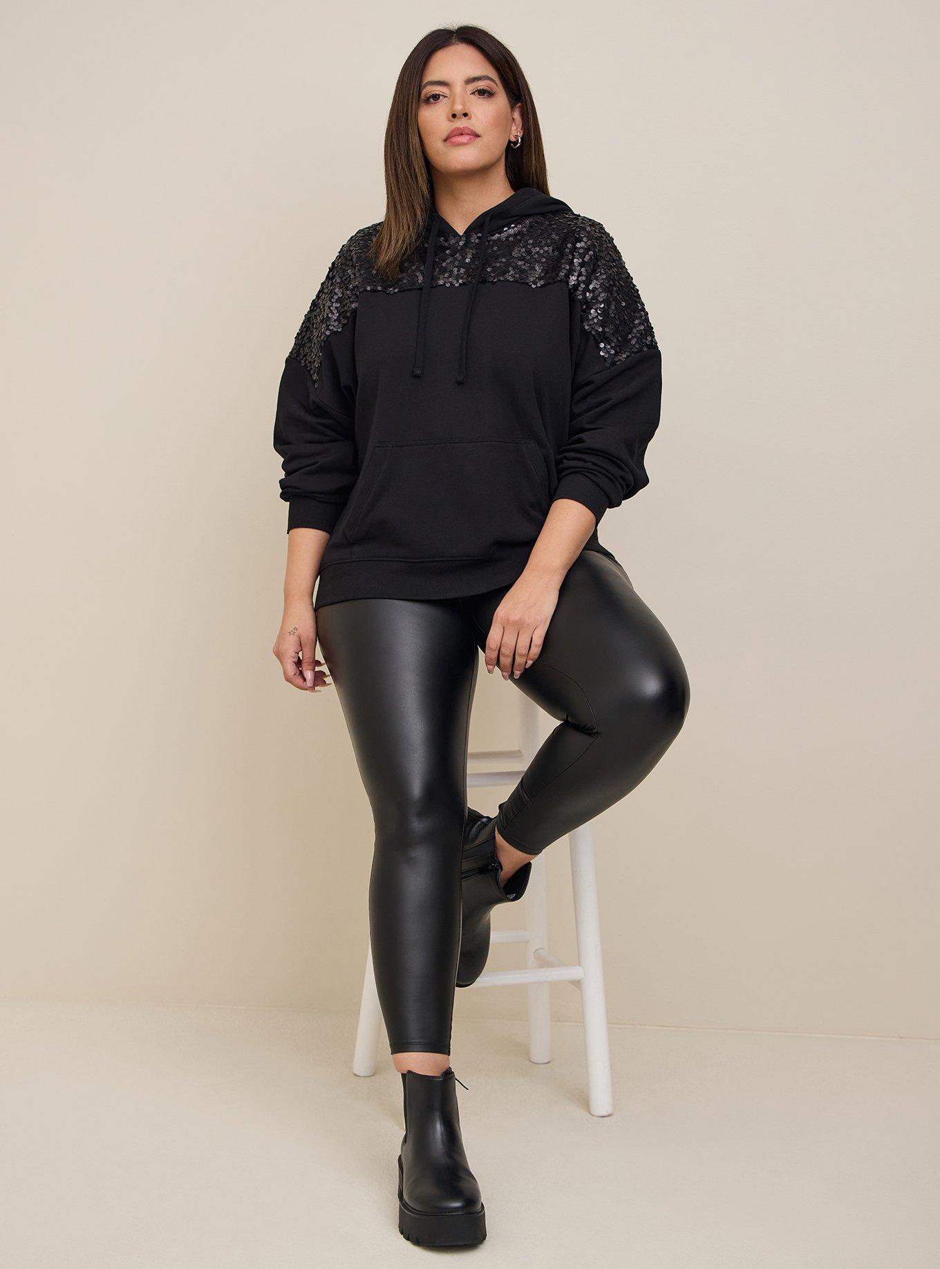 Plus Size Black Sequin Hoodie