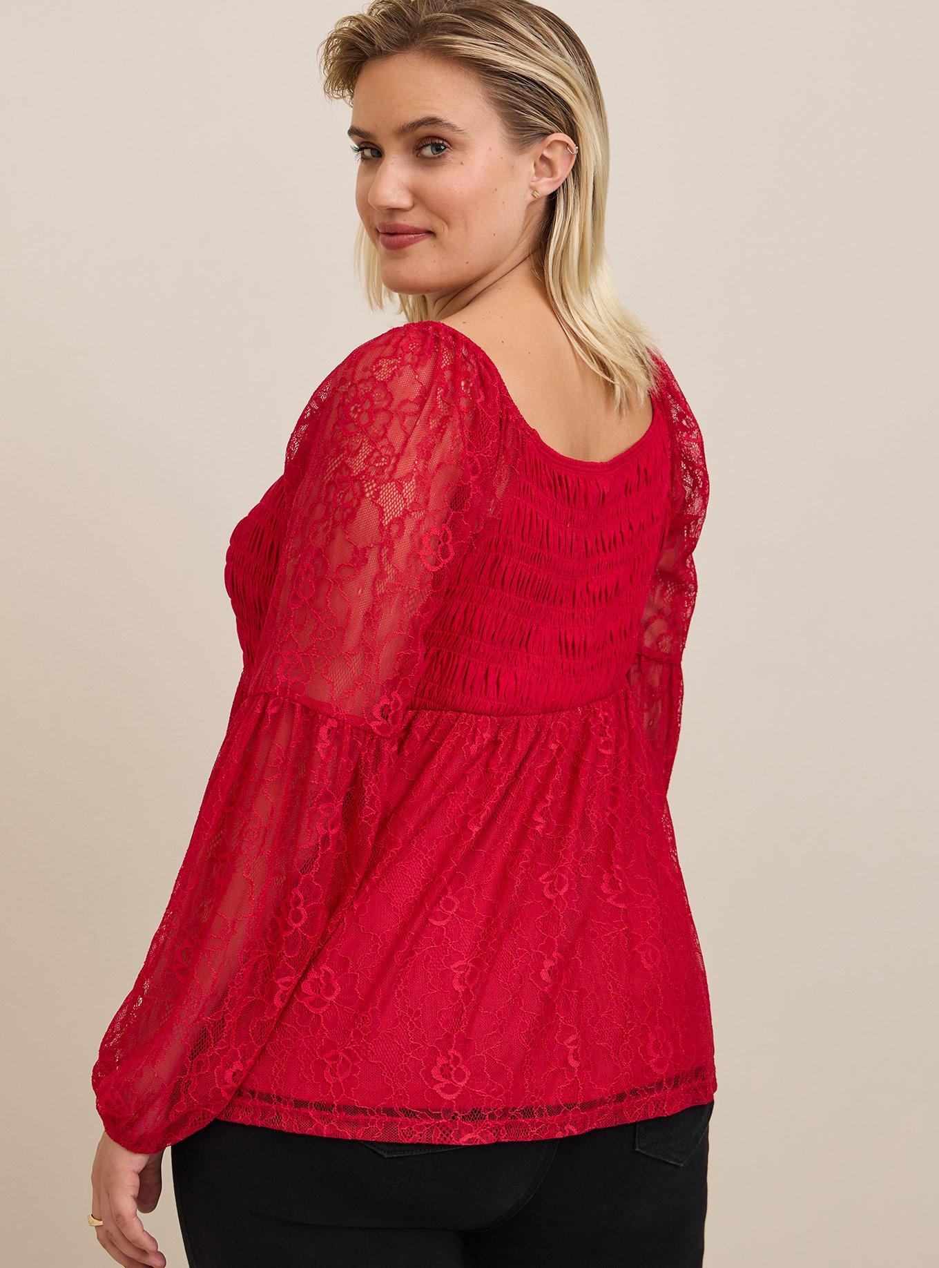 TORRID Lace Square Neck Long Sleeve Top