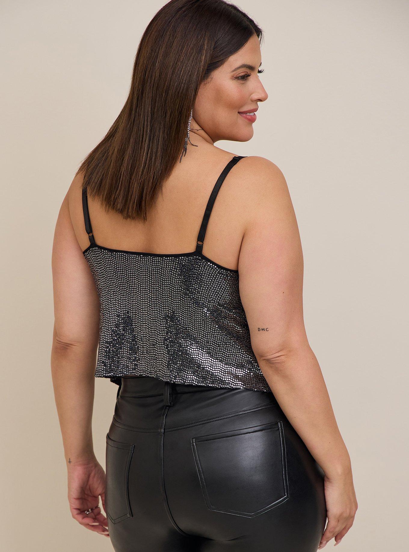 Sequin Cowl Cami, DEEP BLACK, alternate