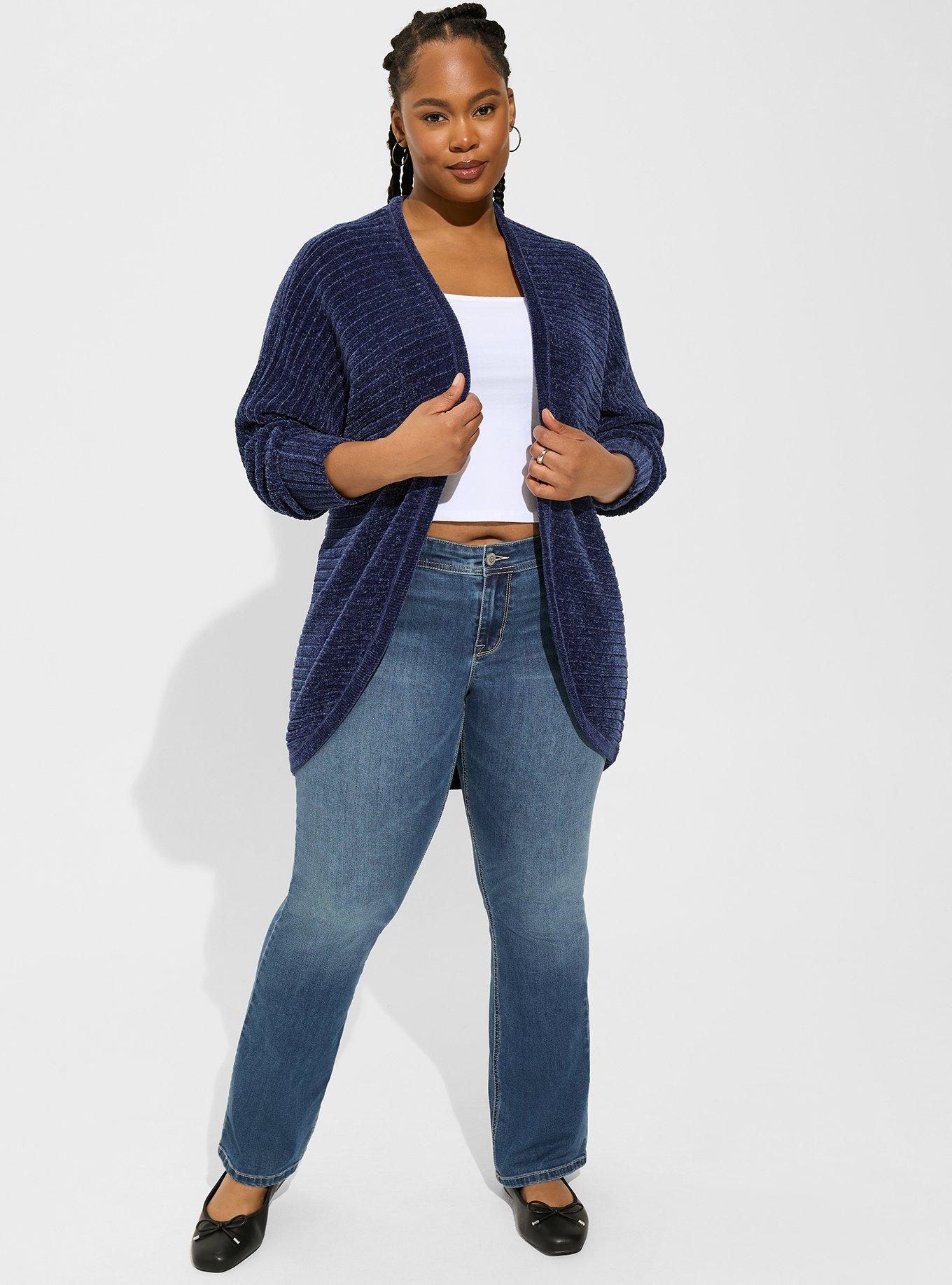 Chenille Cocoon Open Front Ribbed Sweater