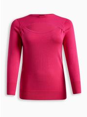 Pullover Fitted Sweater, HOT PINK, hi-res