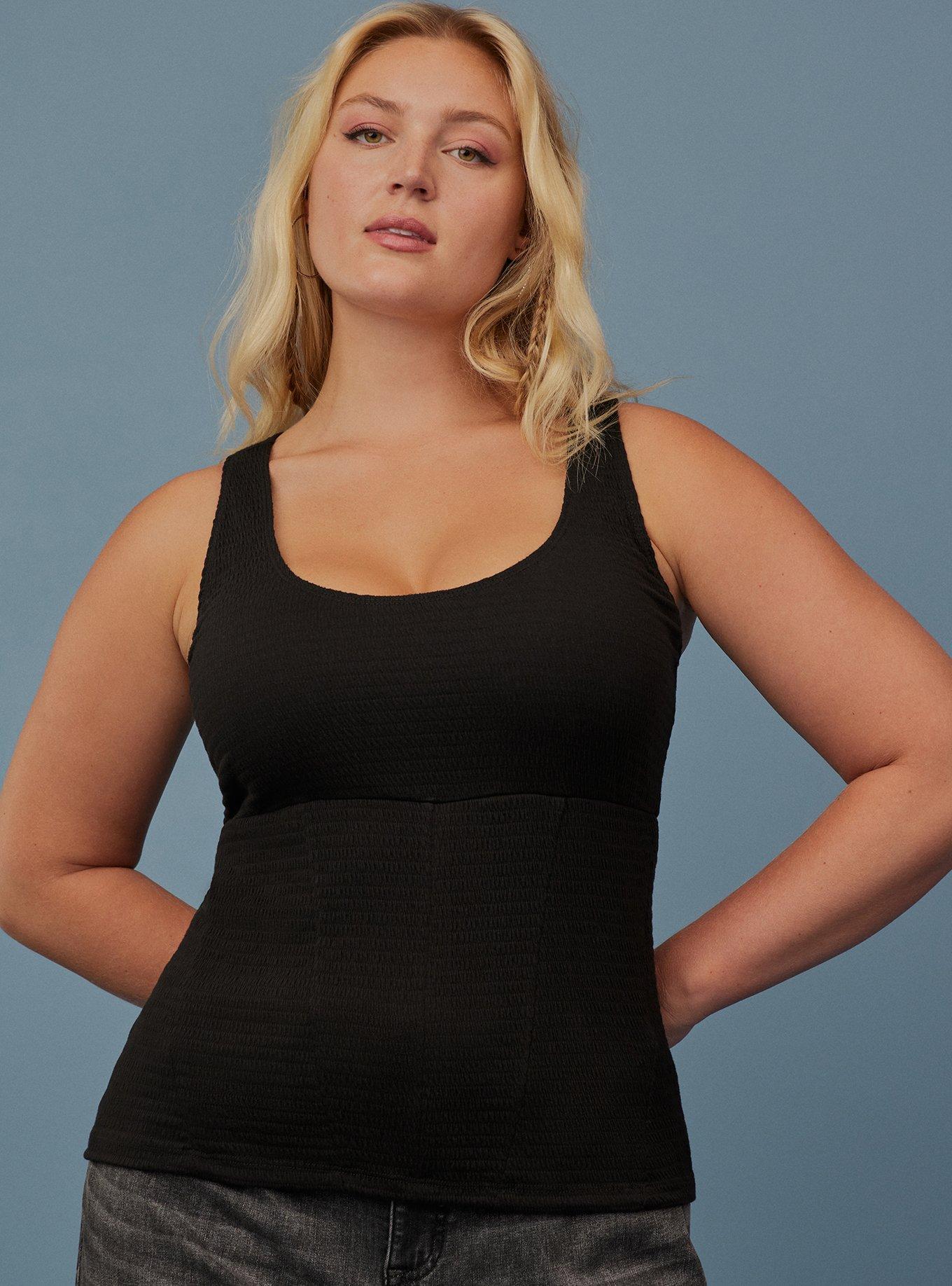 Plus Size - Festi Smocked Jersey Seamed Corset Tank - Torrid