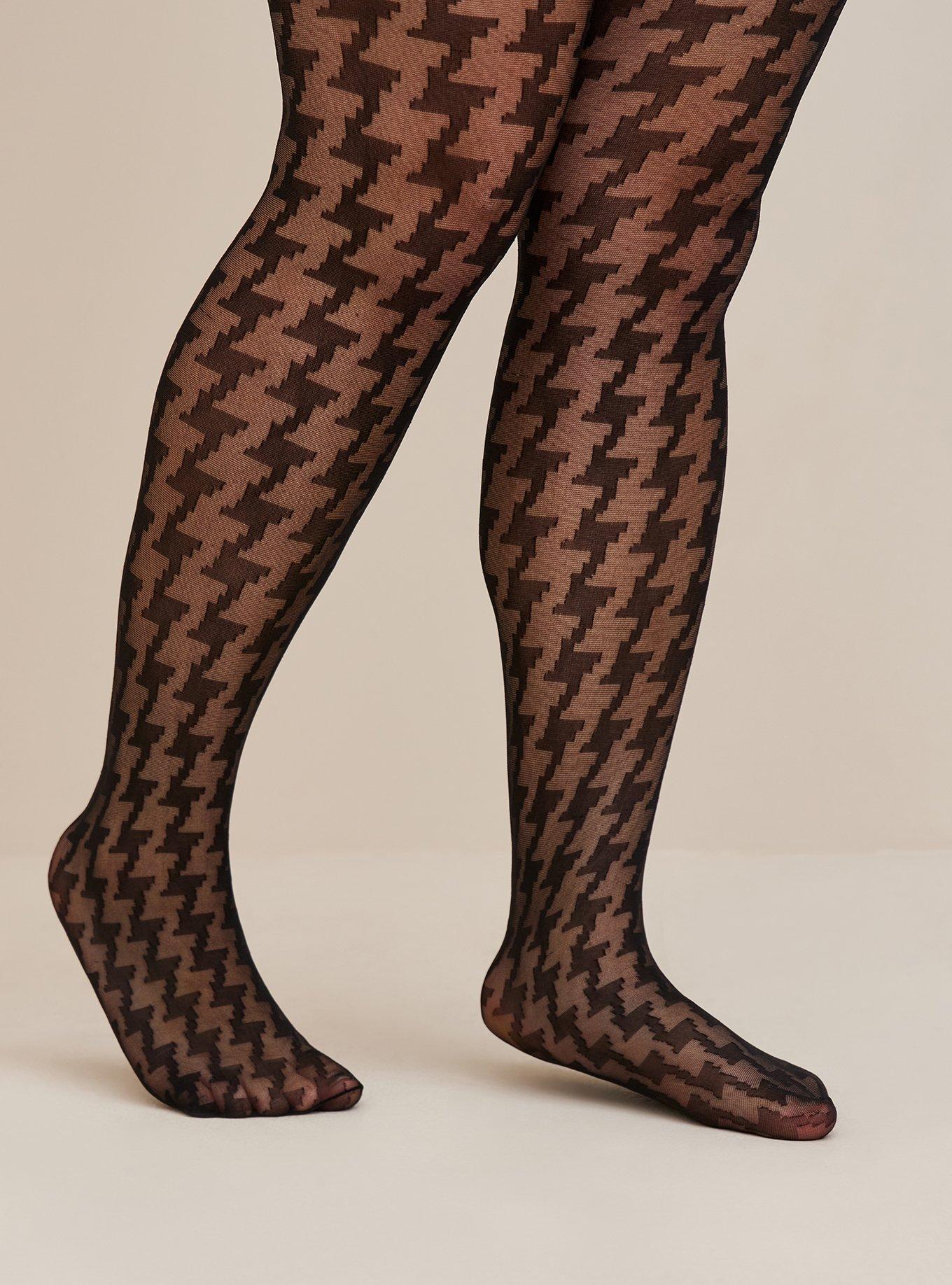 Fashion Houndstooth Black Stockings Women New Tight High Thin