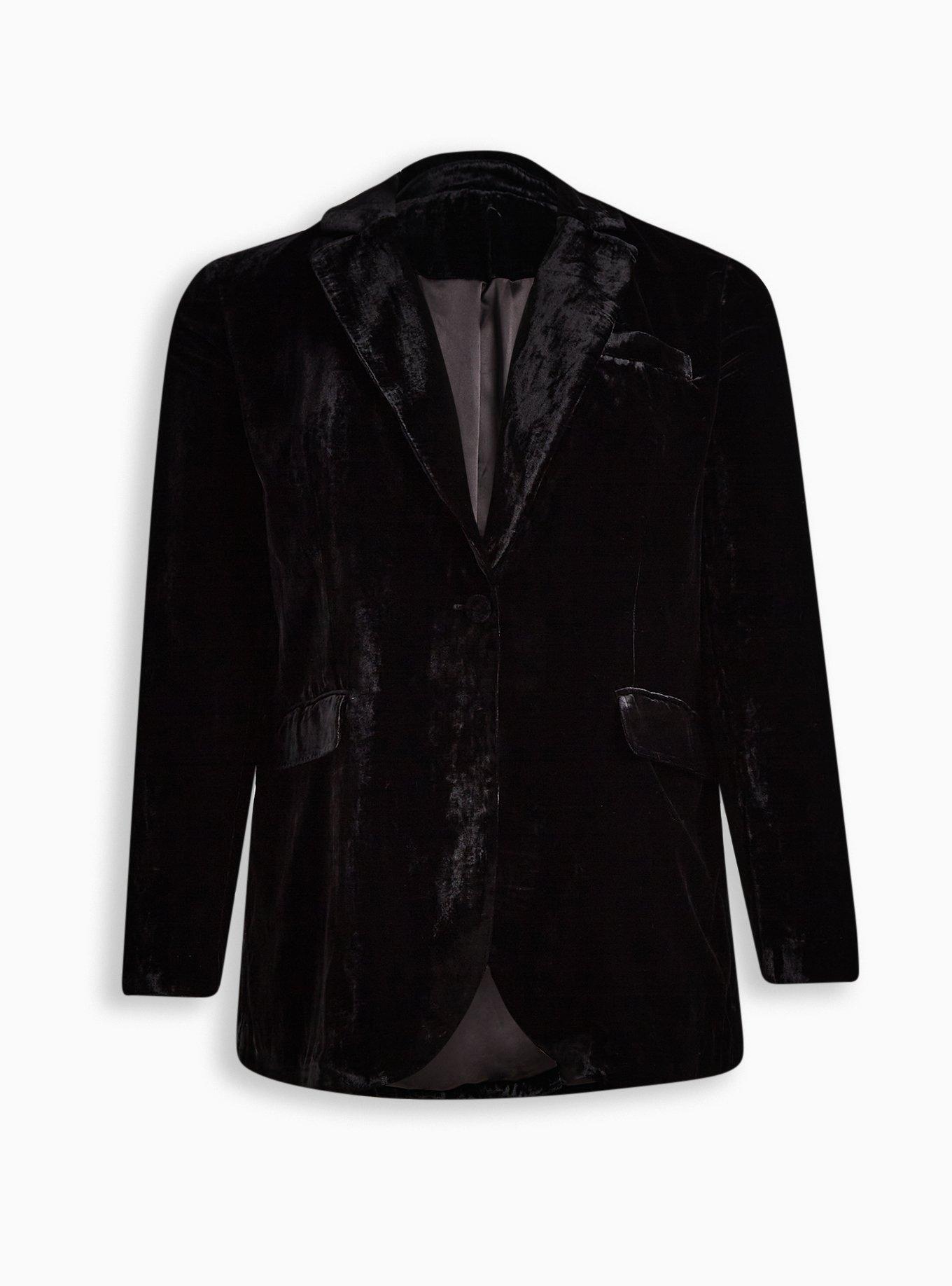 Plus size black hot sale velvet blazer