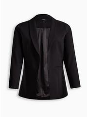 Plus Size Studio Refined Crepe Shawl Collar Blazer, DEEP BLACK, hi-res