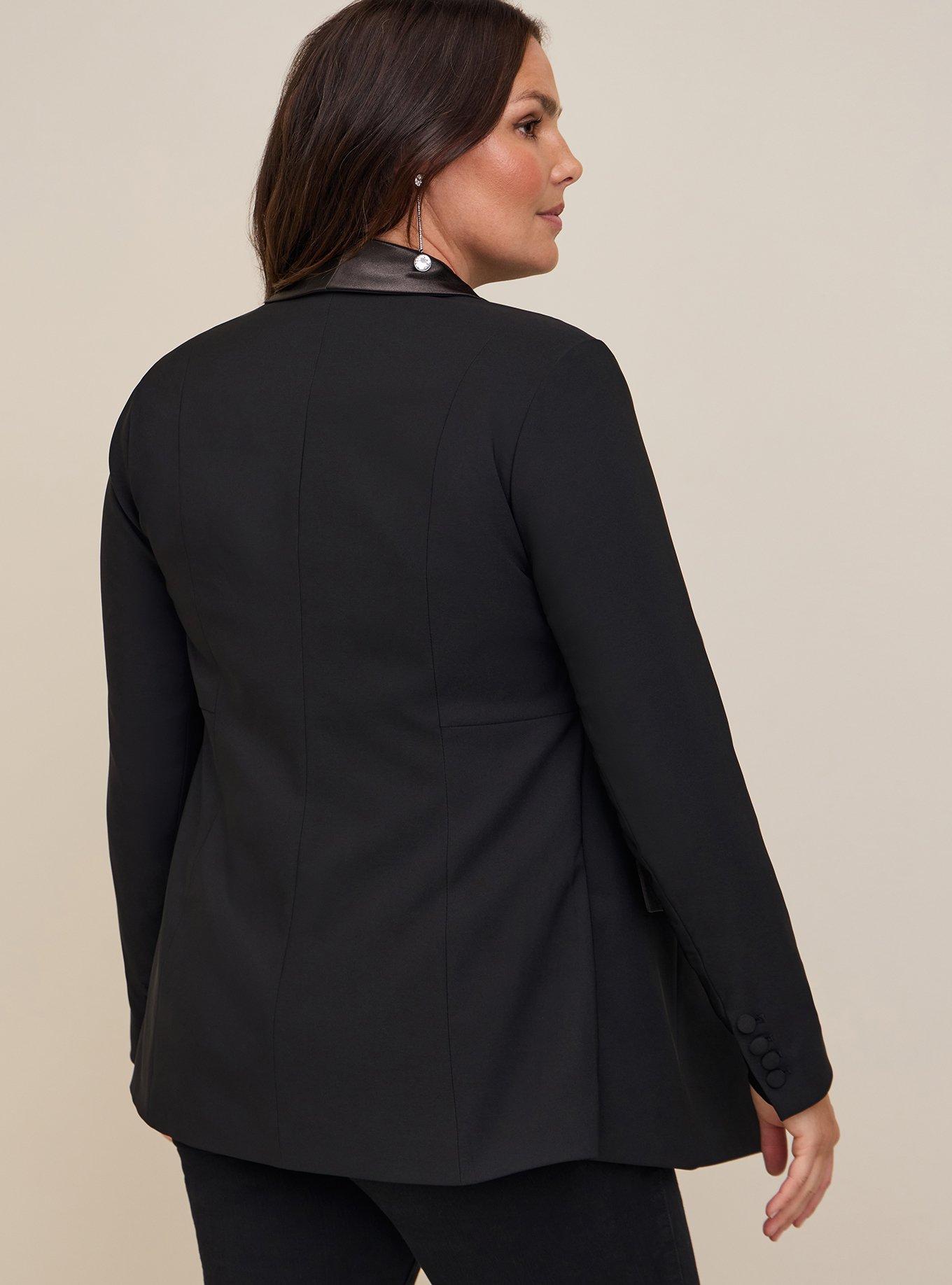 Studio Refined Crepe Satin Lapel Blazer