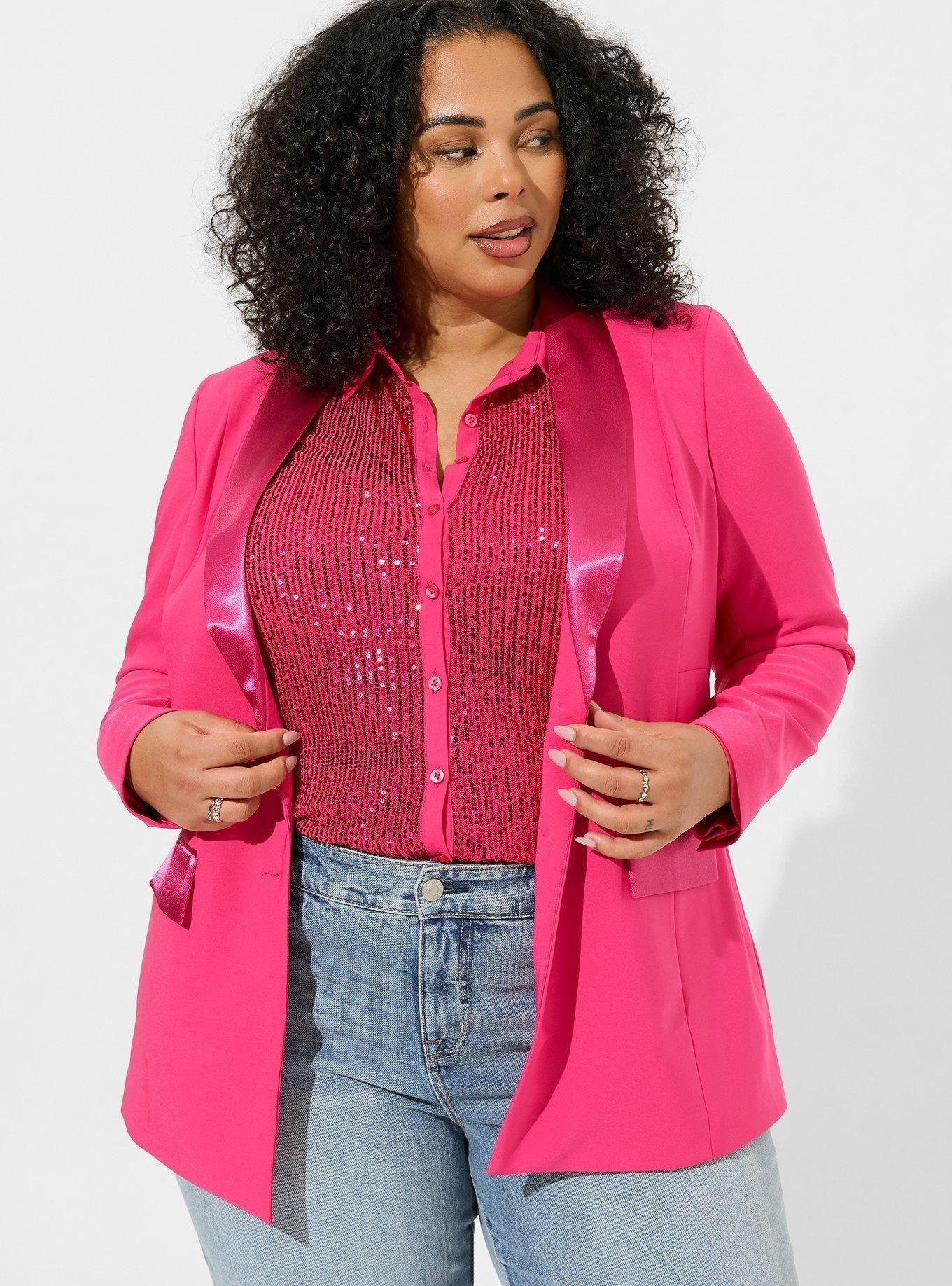 Plus Size - Studio Refined Crepe Satin Lapel Blazer - Torrid