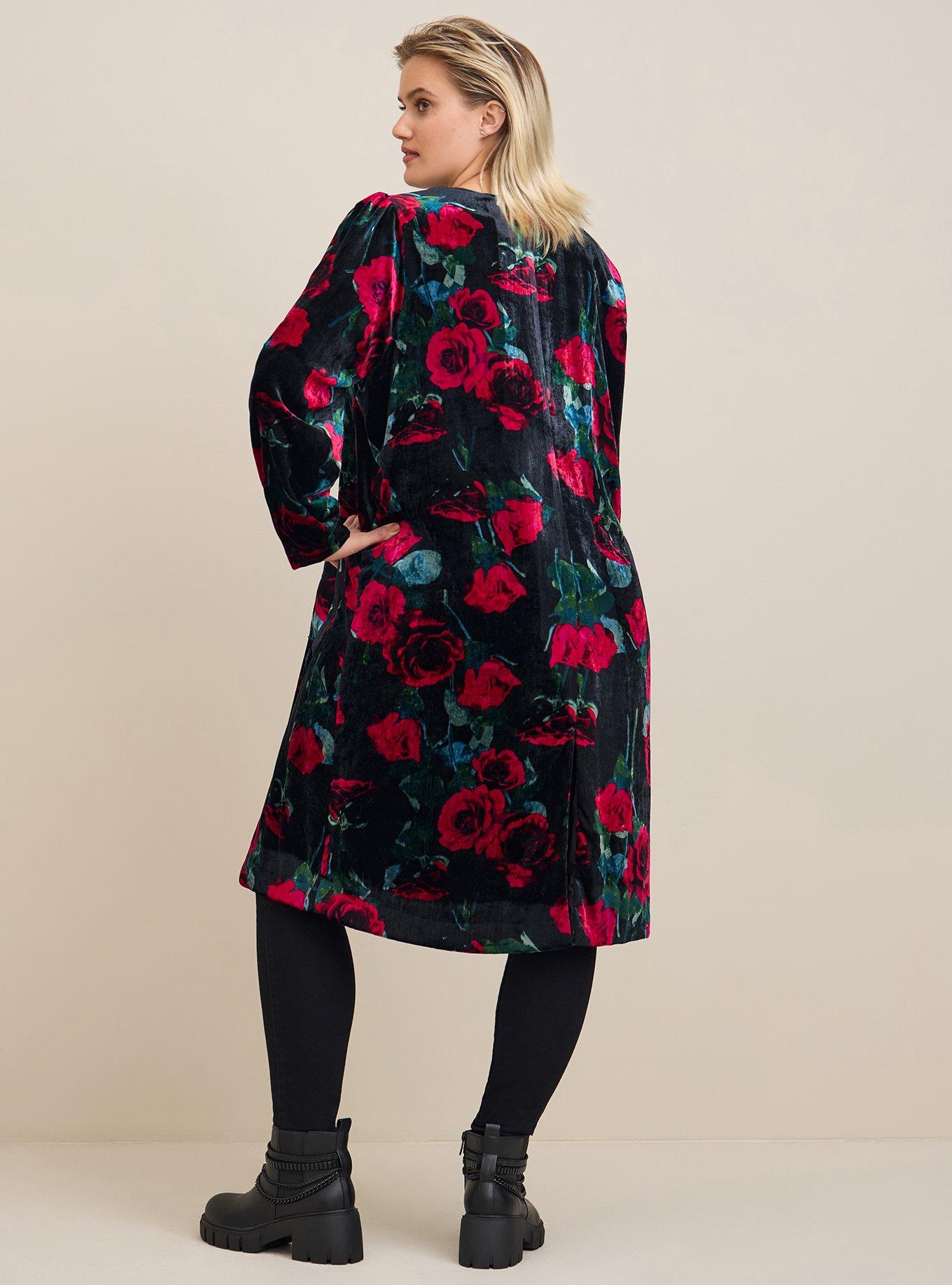 Plus size velvet duster coat store