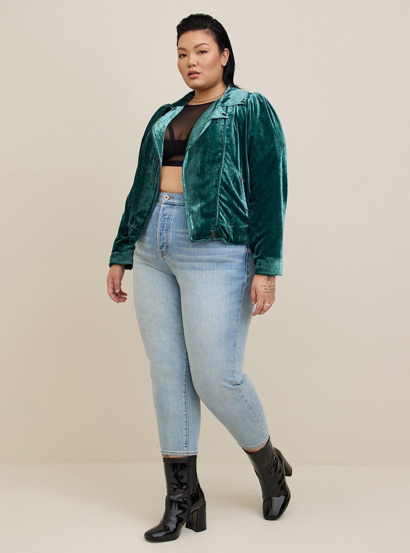 Plus Size - Velvet Moto Jacket - Torrid