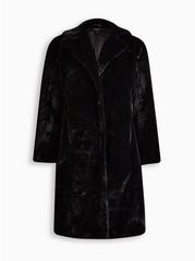 Faux Fur Midi Coat, DEEP BLACK, hi-res