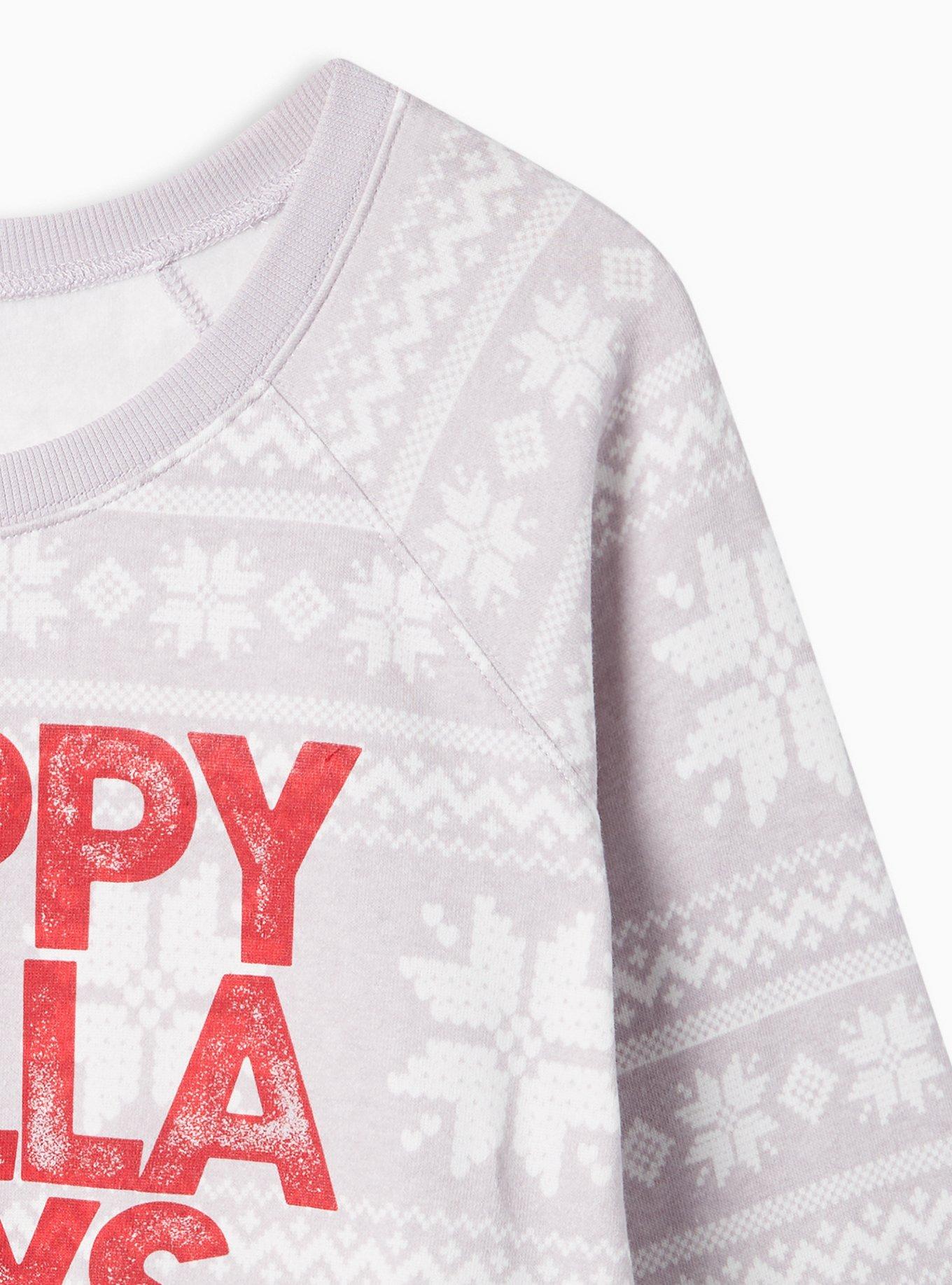 Happy Holla Days Classic Fit Super Soft Plush Crew Neck Sweatshirt, GREY, alternate