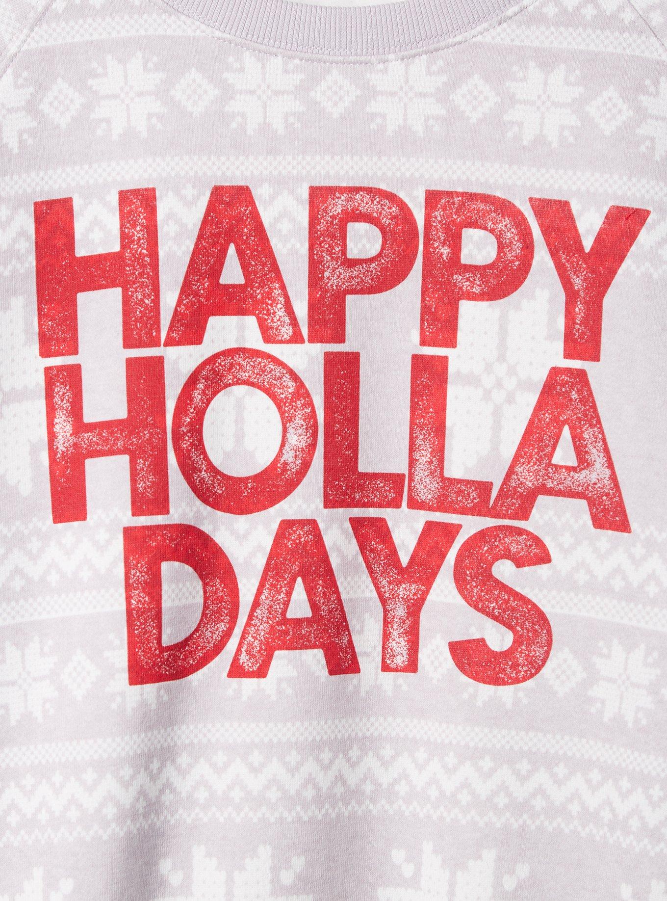 Happy Holla Days Classic Fit Super Soft Plush Crew Neck Sweatshirt, GREY, alternate