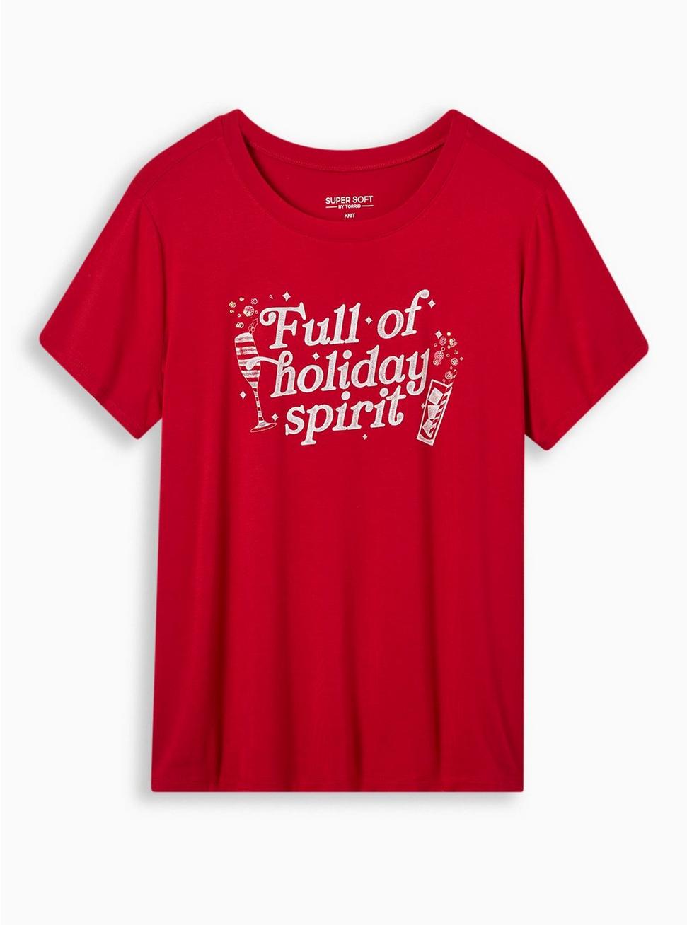 Full of Holiday Spirit Perfect Super Soft Crew Neck Sequin Tee, JESTER RED, hi-res