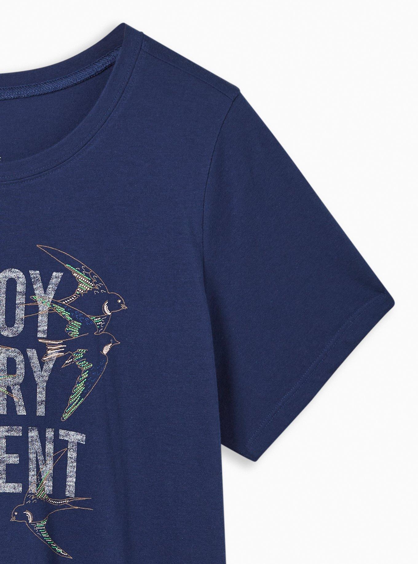 Enjoy Every Moment Everyday Signature Jersey Crew Neck Beaded Tee, MEDEVIAL BLUE, alternate